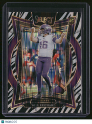 Will Reichard 2025 Panini Select Football #21 Zebra Prizm RC
