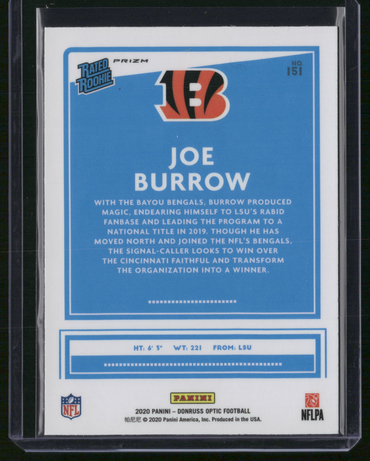 Joe Burrow 2020 Panini Donruss Optic #151