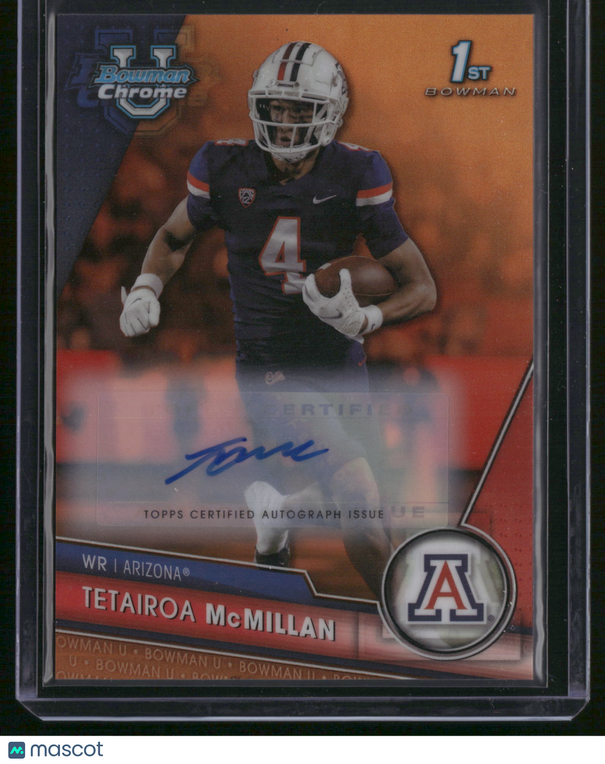 Tetairoa McMillan 2023 Bowman Chrome Bowman U #68 Orange Refractor /25