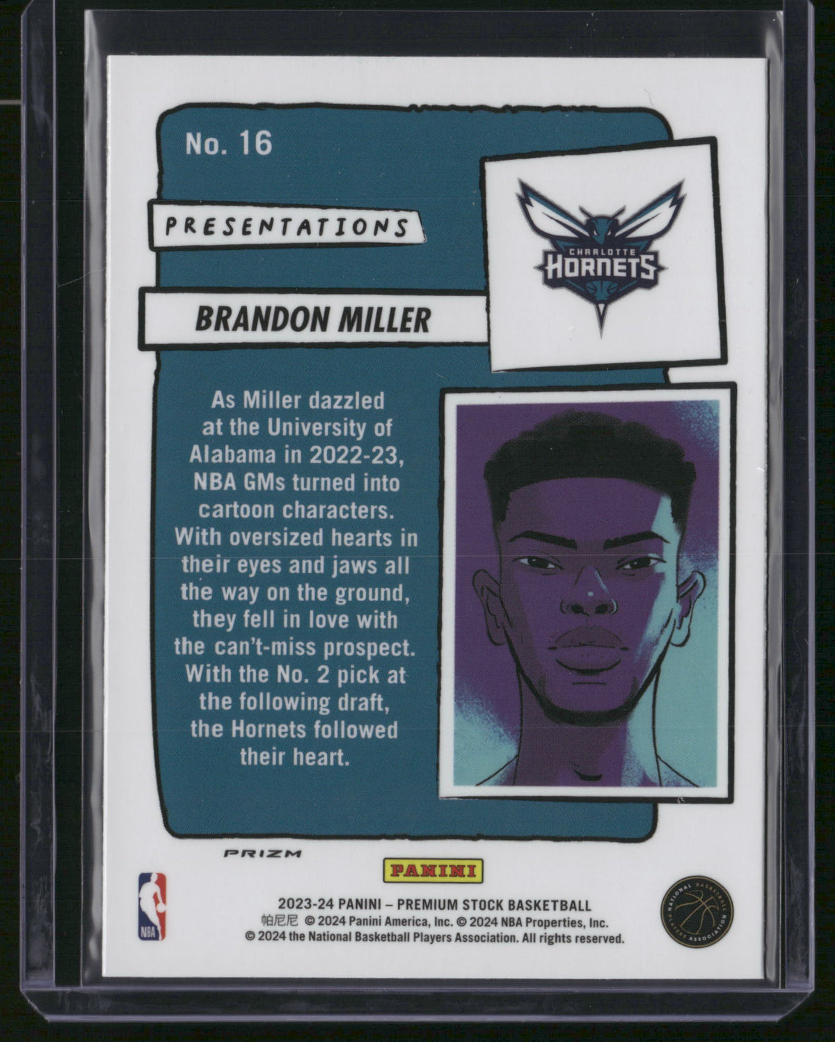 Brandon Miller 2024 Panini Hoops Premium Stock #16