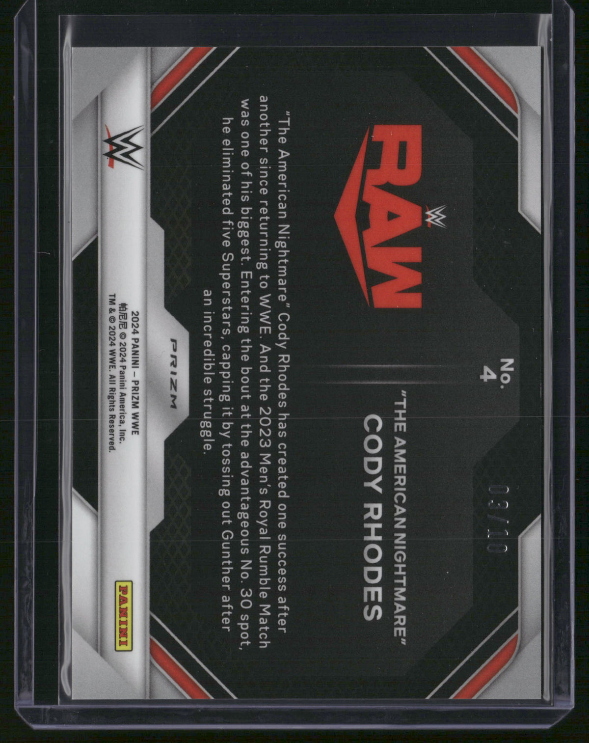 Cody Rhodes 2024 Panini Prizm WWE #4 Gold Shimmer /10