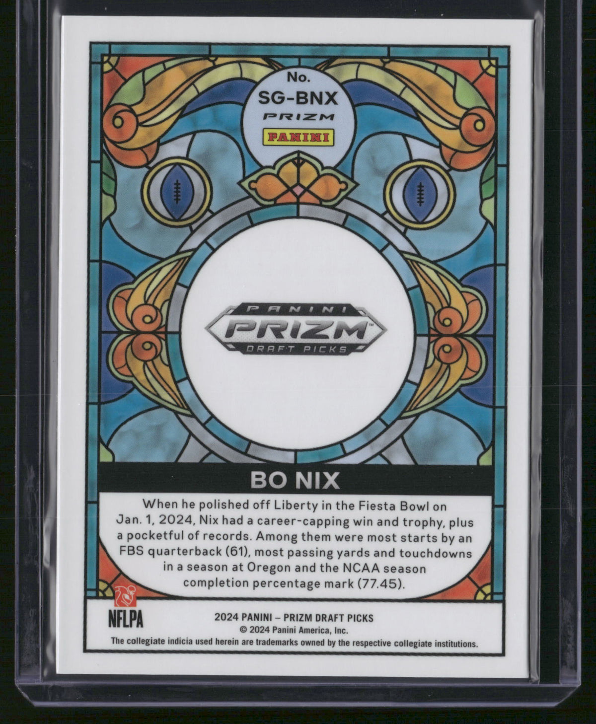 Bo Nix 2024 Panini Prizm Draft Picks #SG-BNX Stained Glass RC