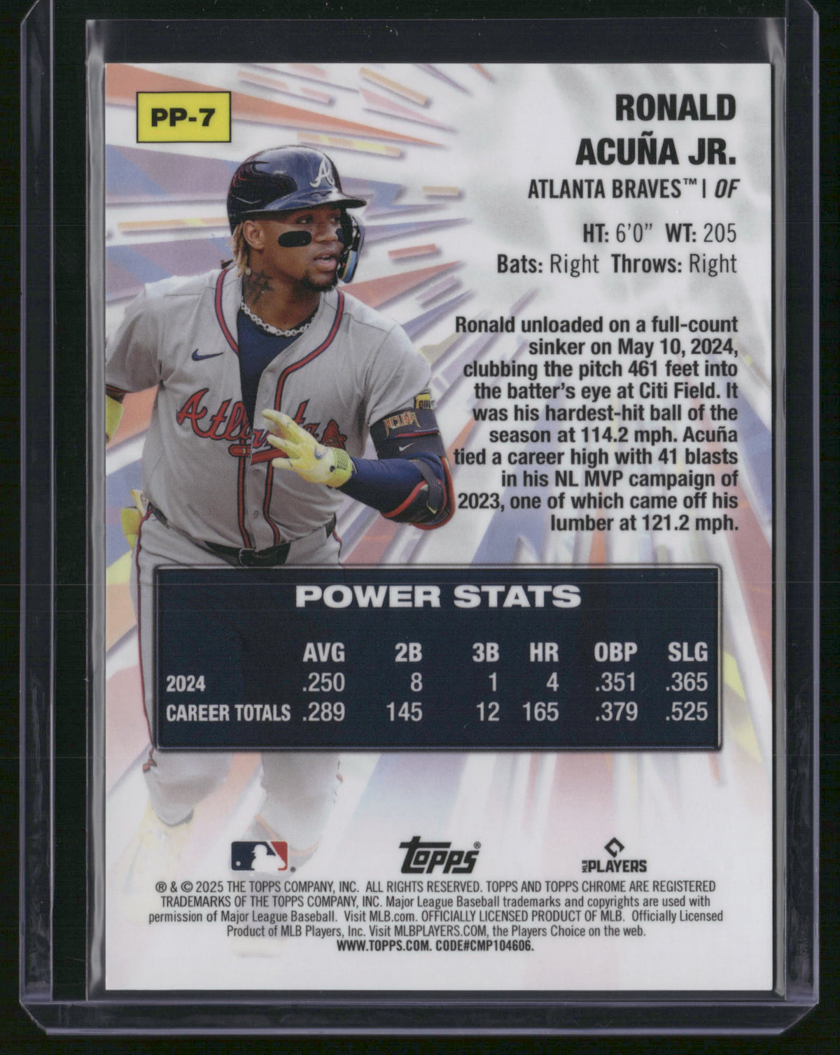 Ronald Acuña Jr. 2025 Topps Chrome #PP-7 Black Logofractor /10 Power Players