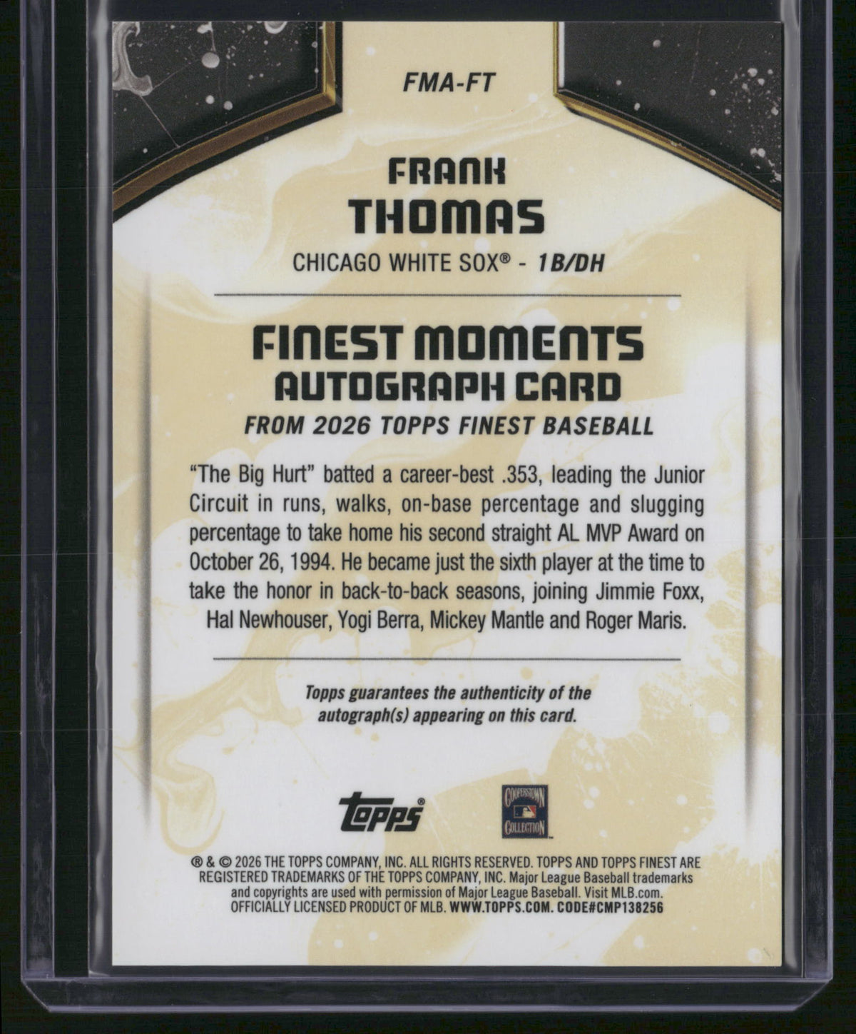 Frank Thomas 2026 Topps Finest #FMA-FT