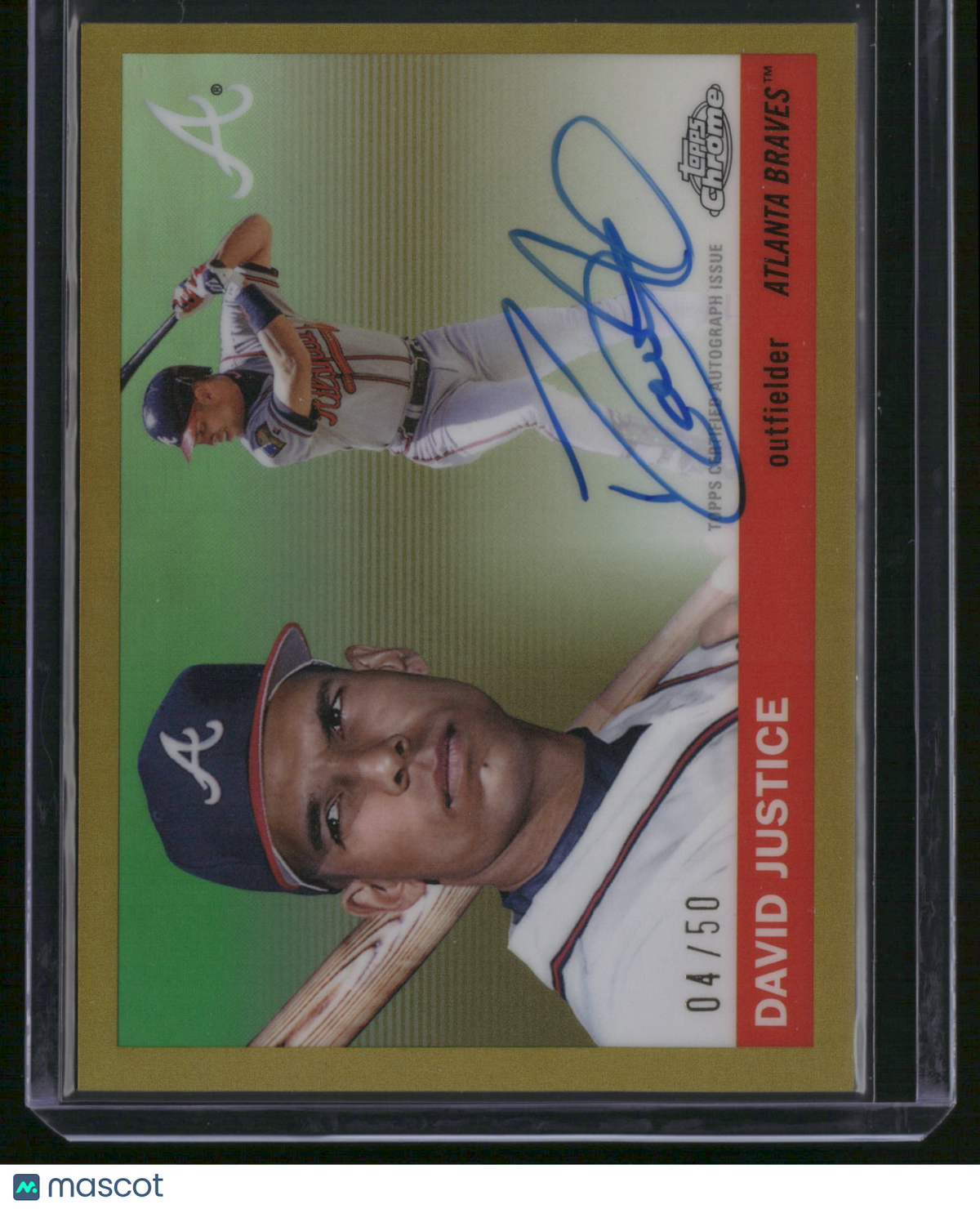 David Justice 2025 Topps Chrome Platinum #CPA-DJU Gold Refractor /50 Auto Braves