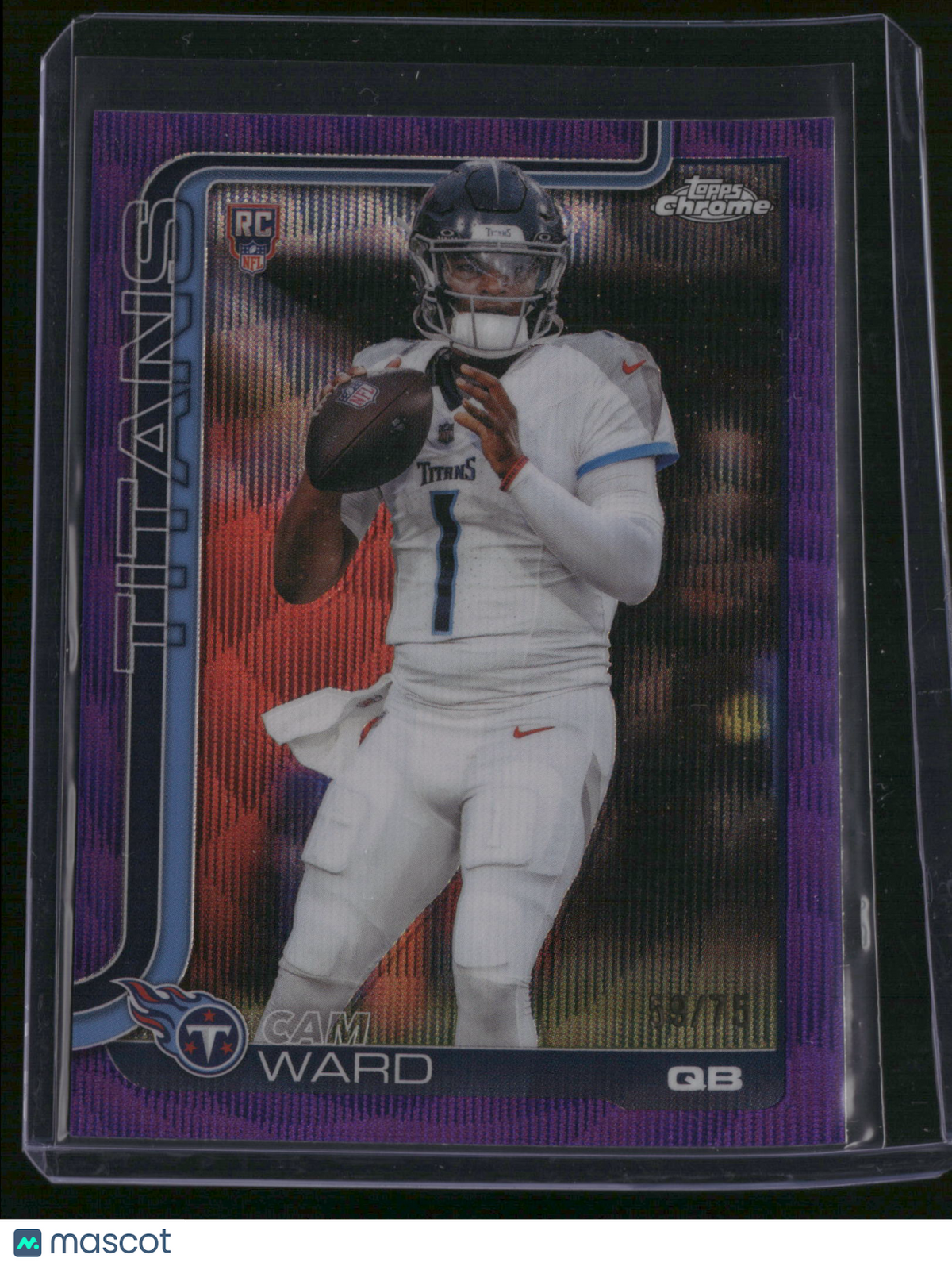 Cam Ward 2025 Topps Chrome #314 Purple Wave Refractor /75 RC