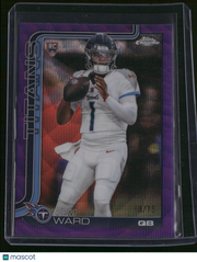 Cam Ward 2025 Topps Chrome #314 Purple Wave Refractor /75 RC