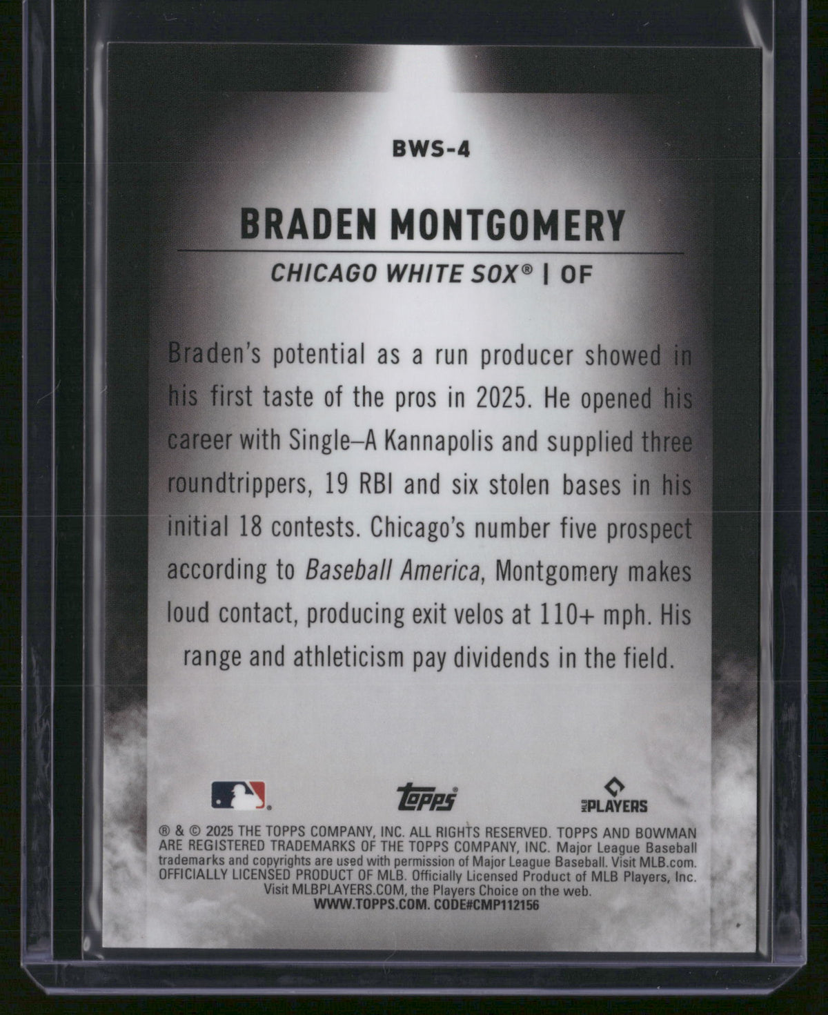 Braden Montgomery 2025 Bowman Chrome #BWS-4 Spotlight Case Hit SSP RC