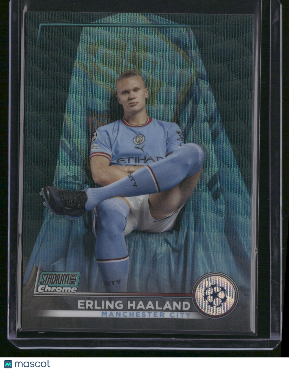 Erling Haaland 2022-23 Topps Stadium Club Chrome #92 Aqua Wave Refractor /275