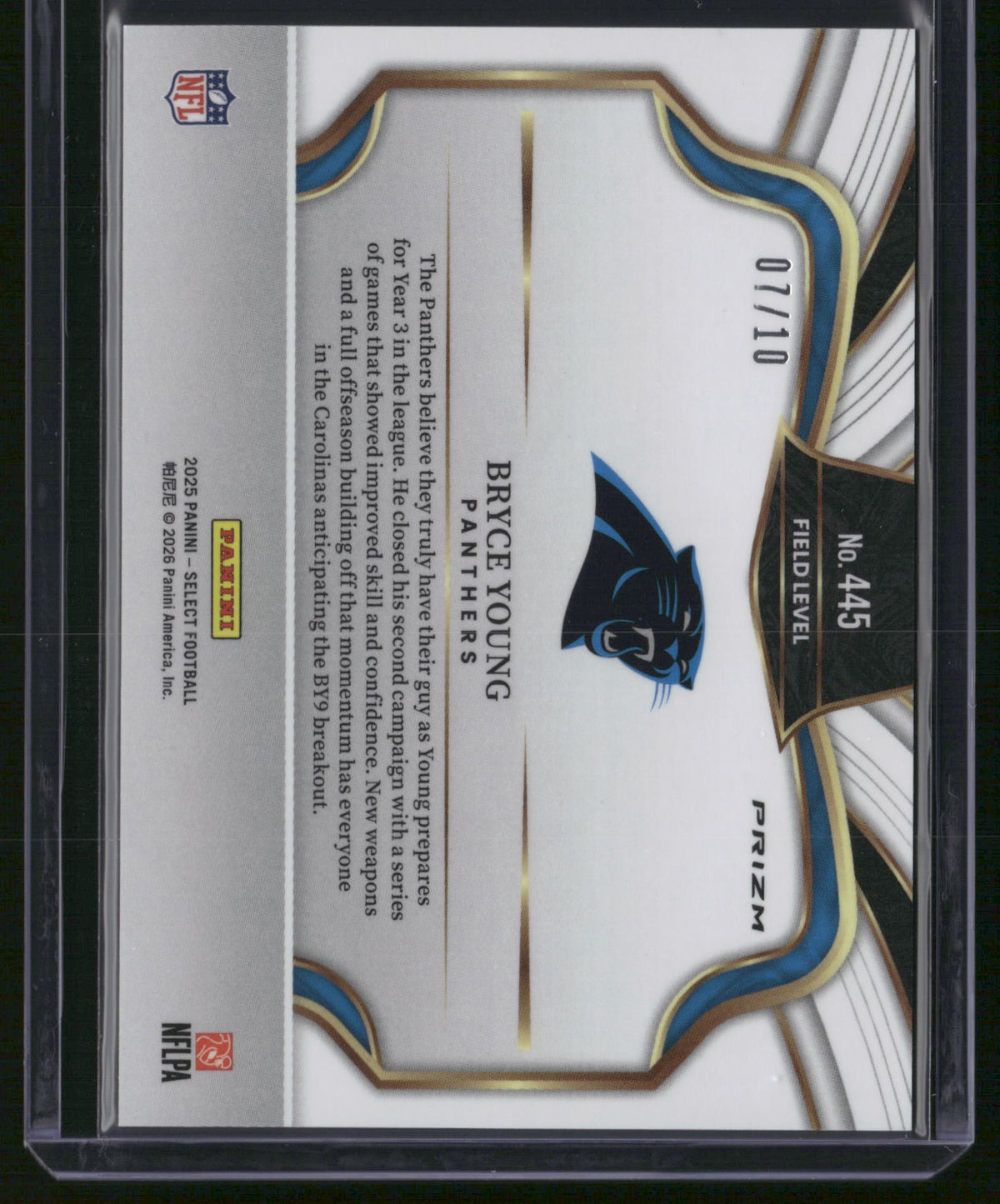 Bryce Young 2026 Panini Select #445 Gold Checkerboard Prizm /10
