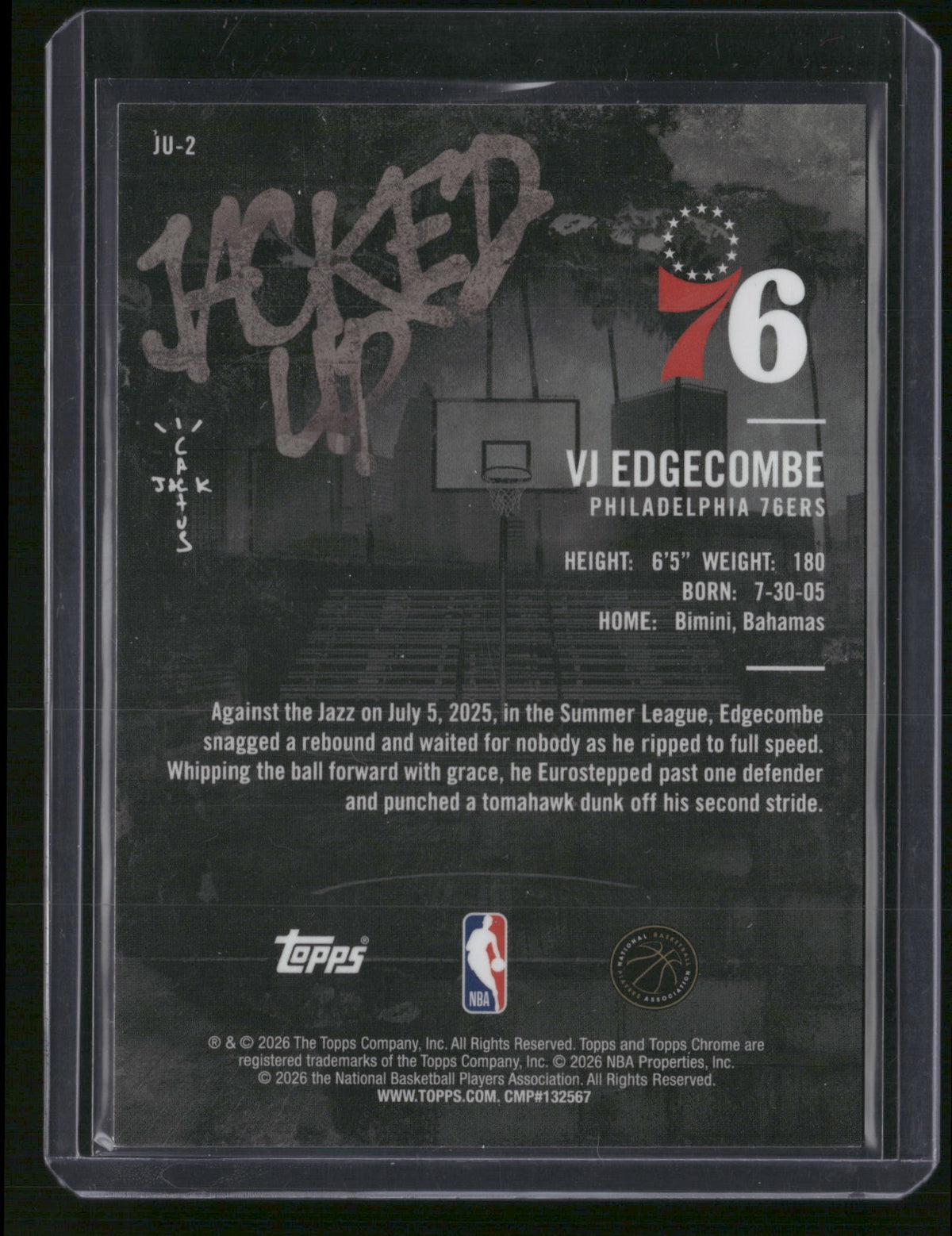 VJ Edgecombe 2026 Topps Chrome Cactus Jack #JU-2 /50 RC