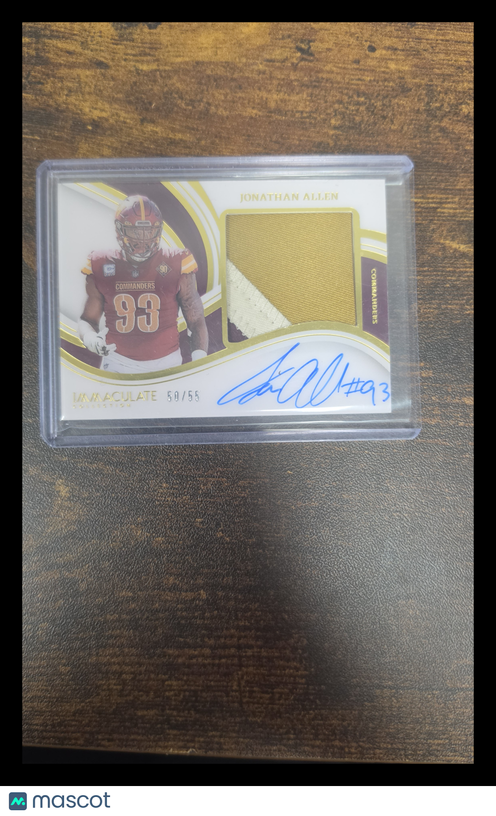 Jonathan Allen 2023 Panini Immaculate Collection #PP-JAL /55 Patch Memorabilia