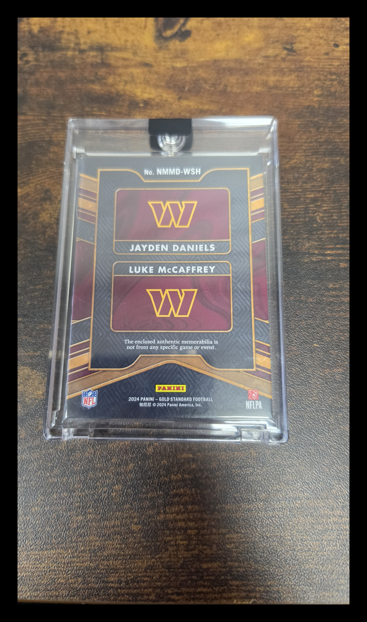 Jayden Daniels Luke McCaffrey 2024 Panini Gold Standard #NMMD-WSH /10 Dual RC