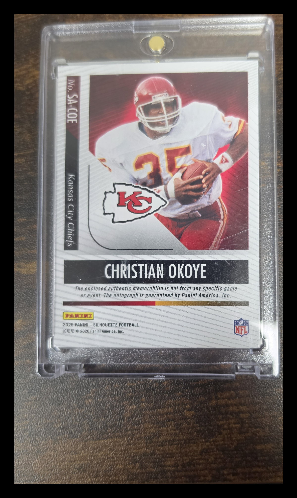 Christian Okoye 2026 Panini Silhouette Football #SA-COE Memorabilia Nike Swoosh