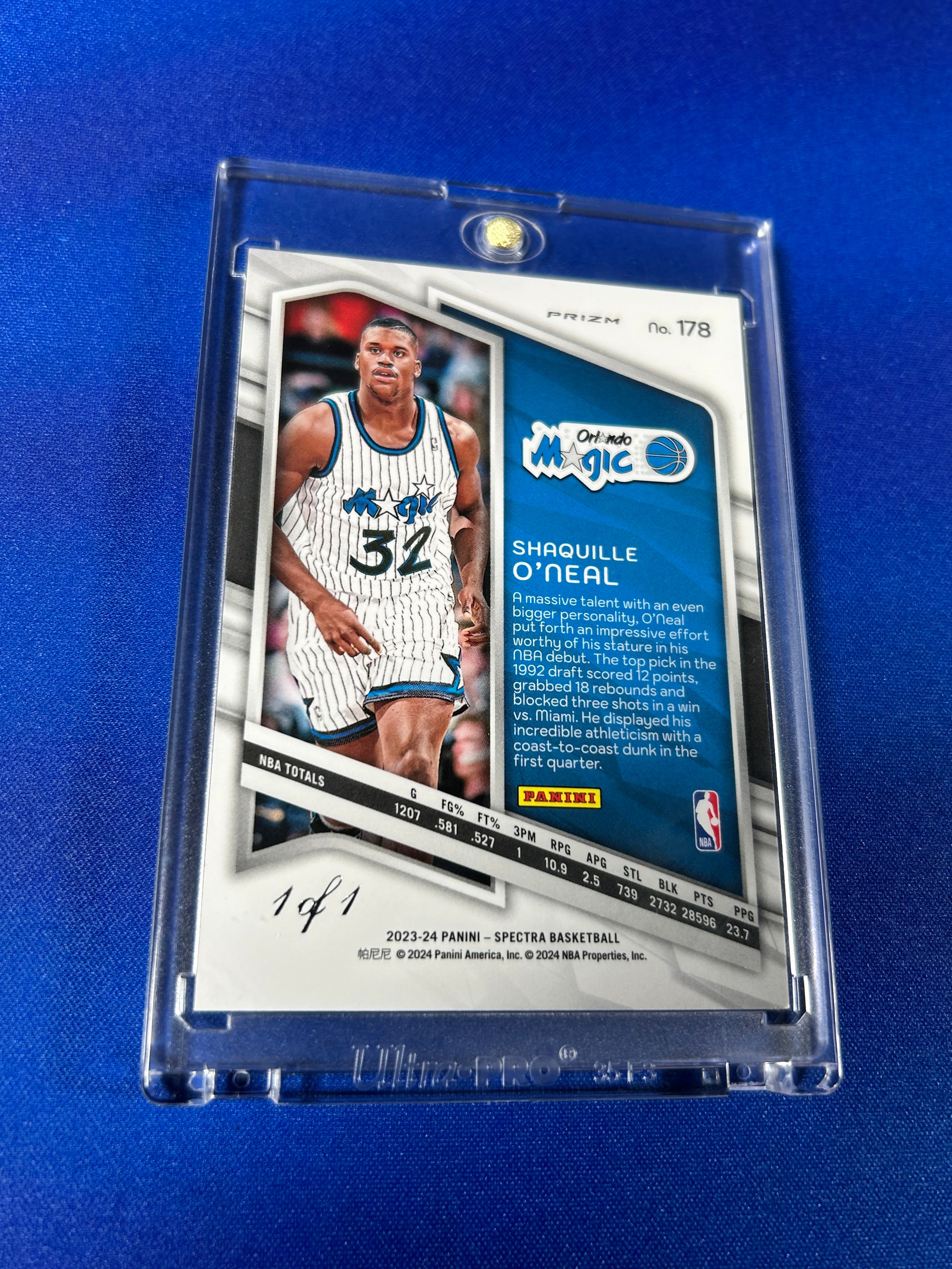 Shaquille O'Neal 2024 Panini Spectra Spectacular Debut #178 Nebula 1/1