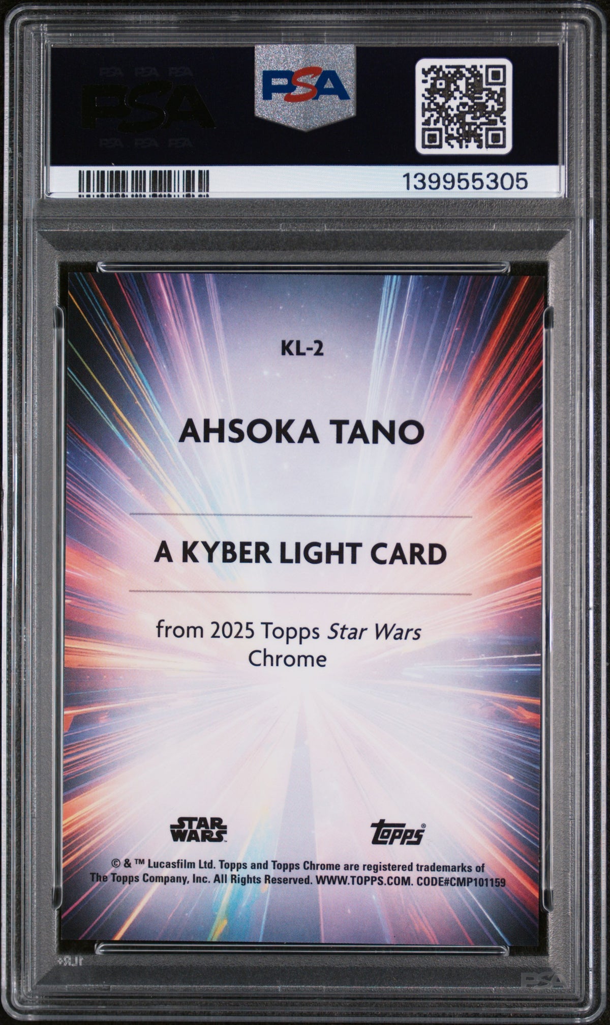 2025 Topps Chrome Star Wars Kyber Light Ahsoka Tano #KL2 PSA 10