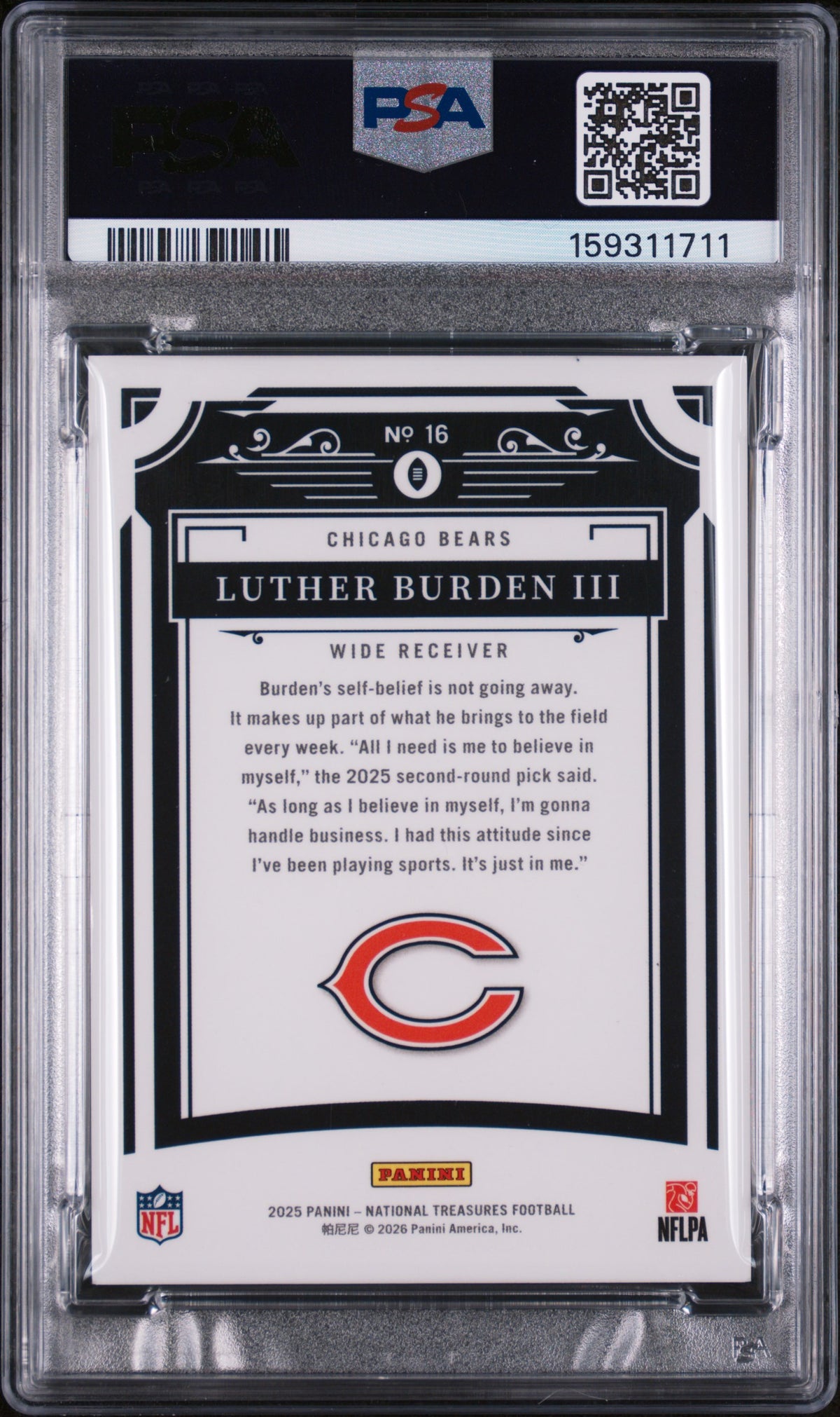 Luther Burden III 2025 Panini National Treasures #16 Purple /75 PSA 9