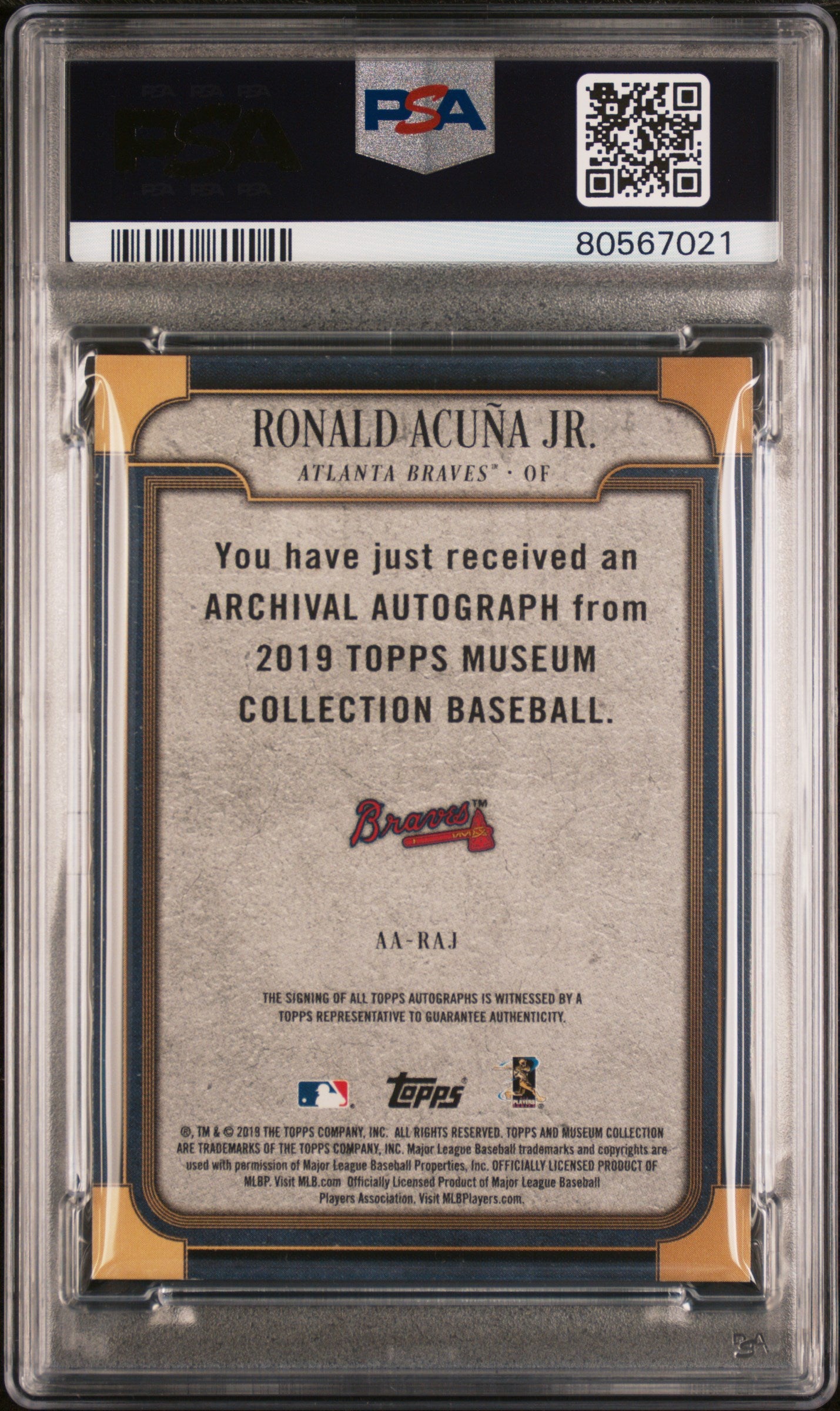 Ronald Acuna JR. 2019 Topps Museum Collection Archival Auto #RAJ 141/199 PSA 10