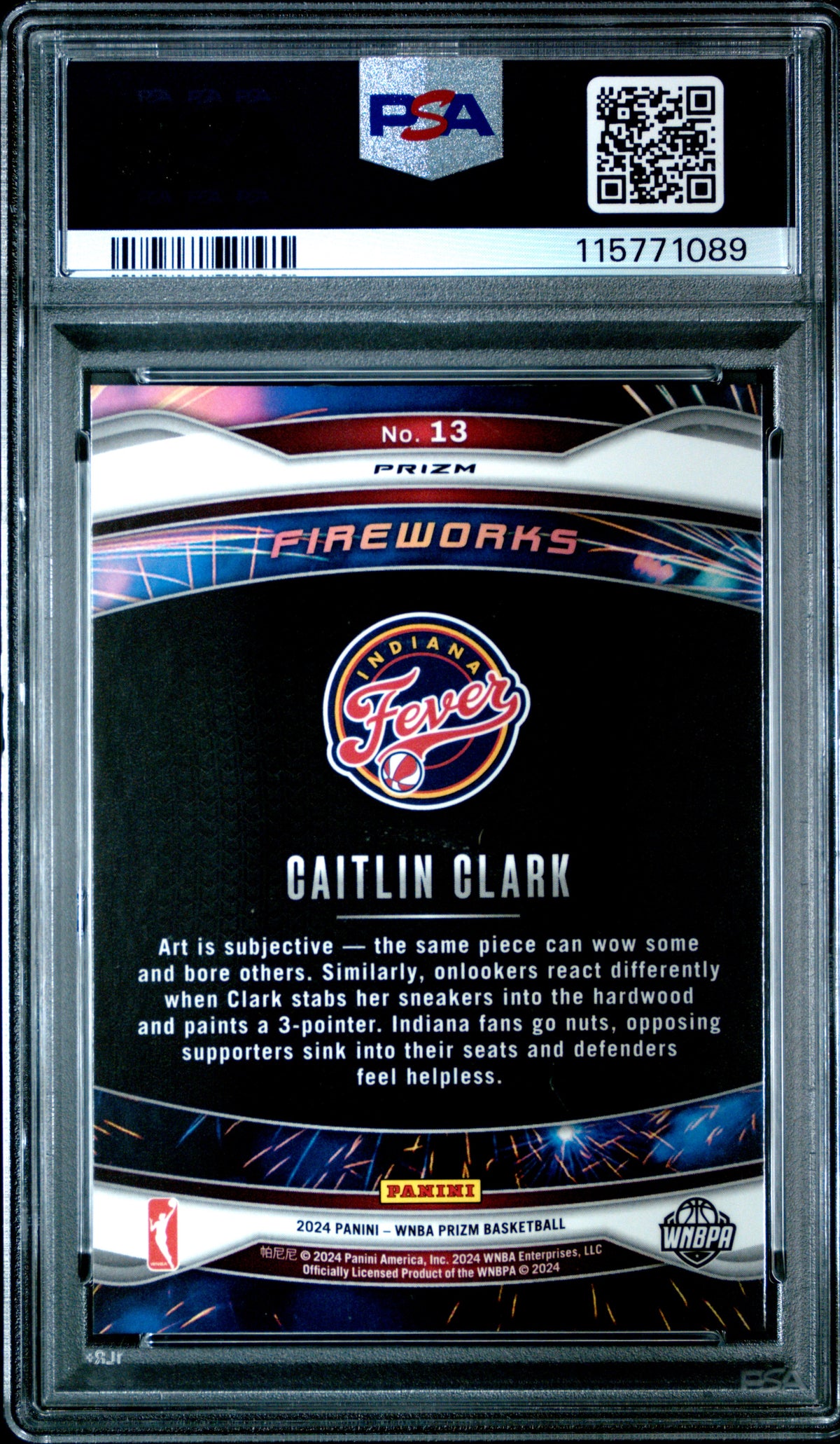 Caitlin Clark 2024 Panini Prizm WNBA Fireworks #13 Green PSA 9