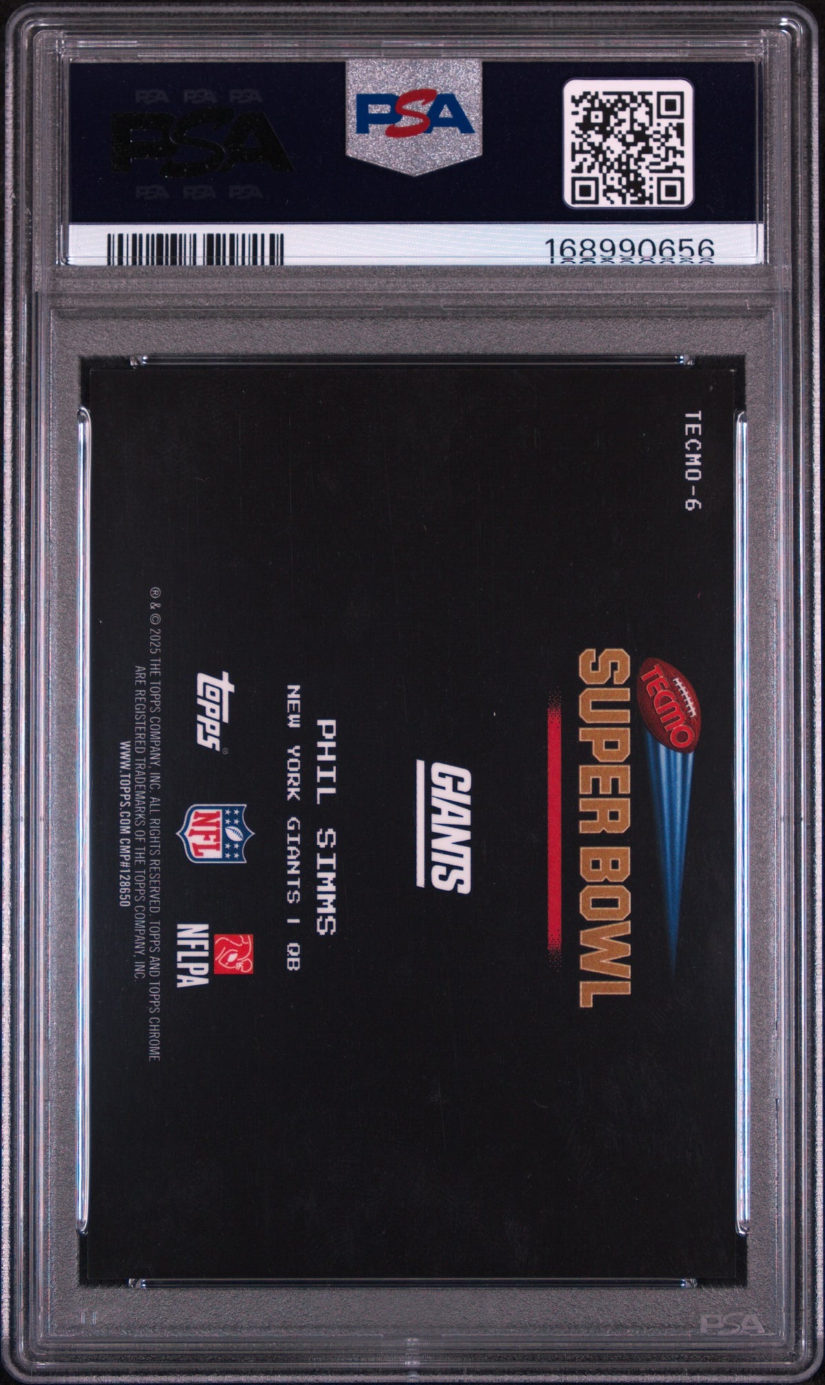Phil Simms 2025 Topps Chrome Tecmo #6 PSA 9
