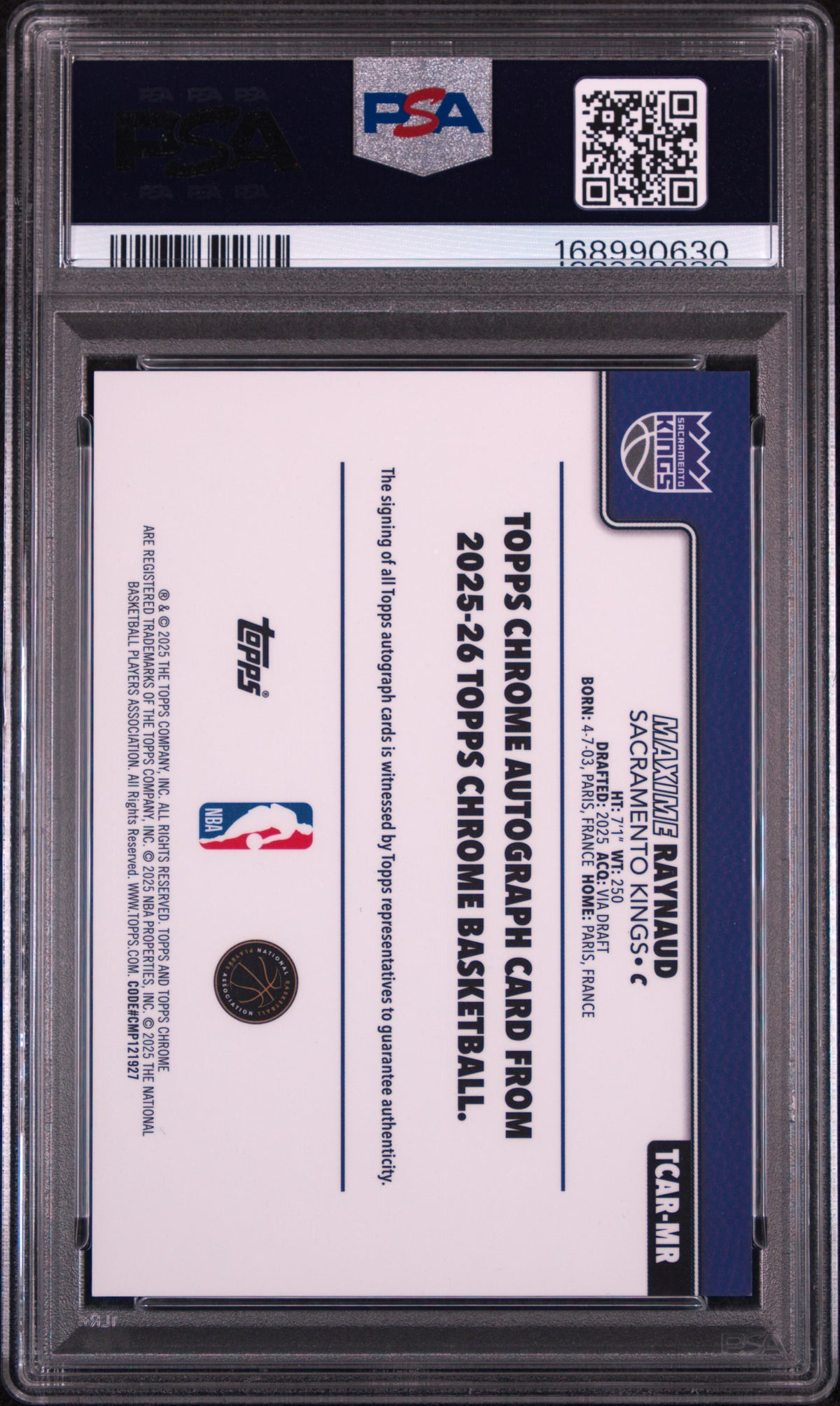 Maxime Raynaud 2025 Topps Chrome Chrome Rookie Autographs #TCAR-MR RK Orange Refractor /25 PSA 8