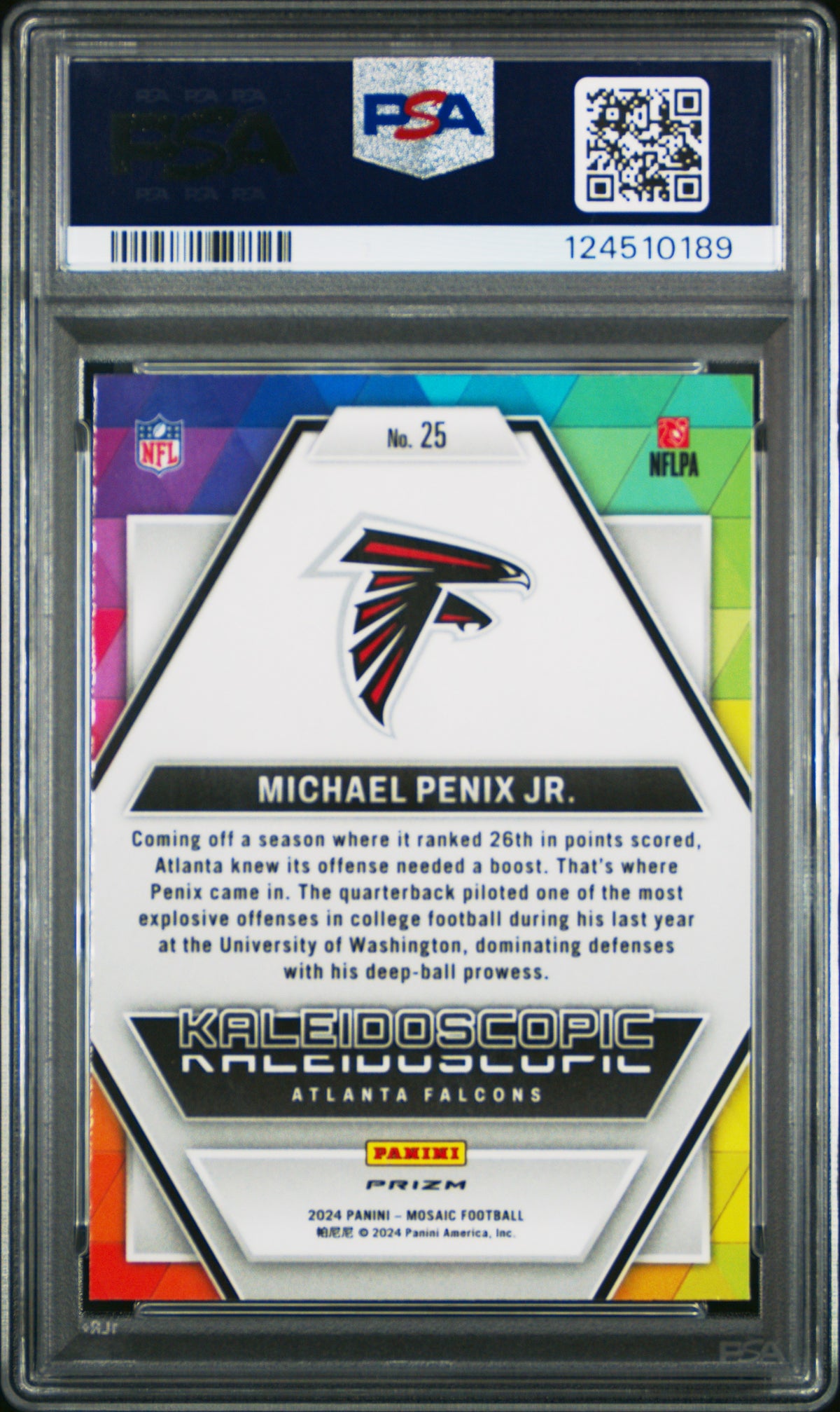 Michael Penix JR. 2024 Panini Mosaic Kaleidoscopic #25 PSA 9
