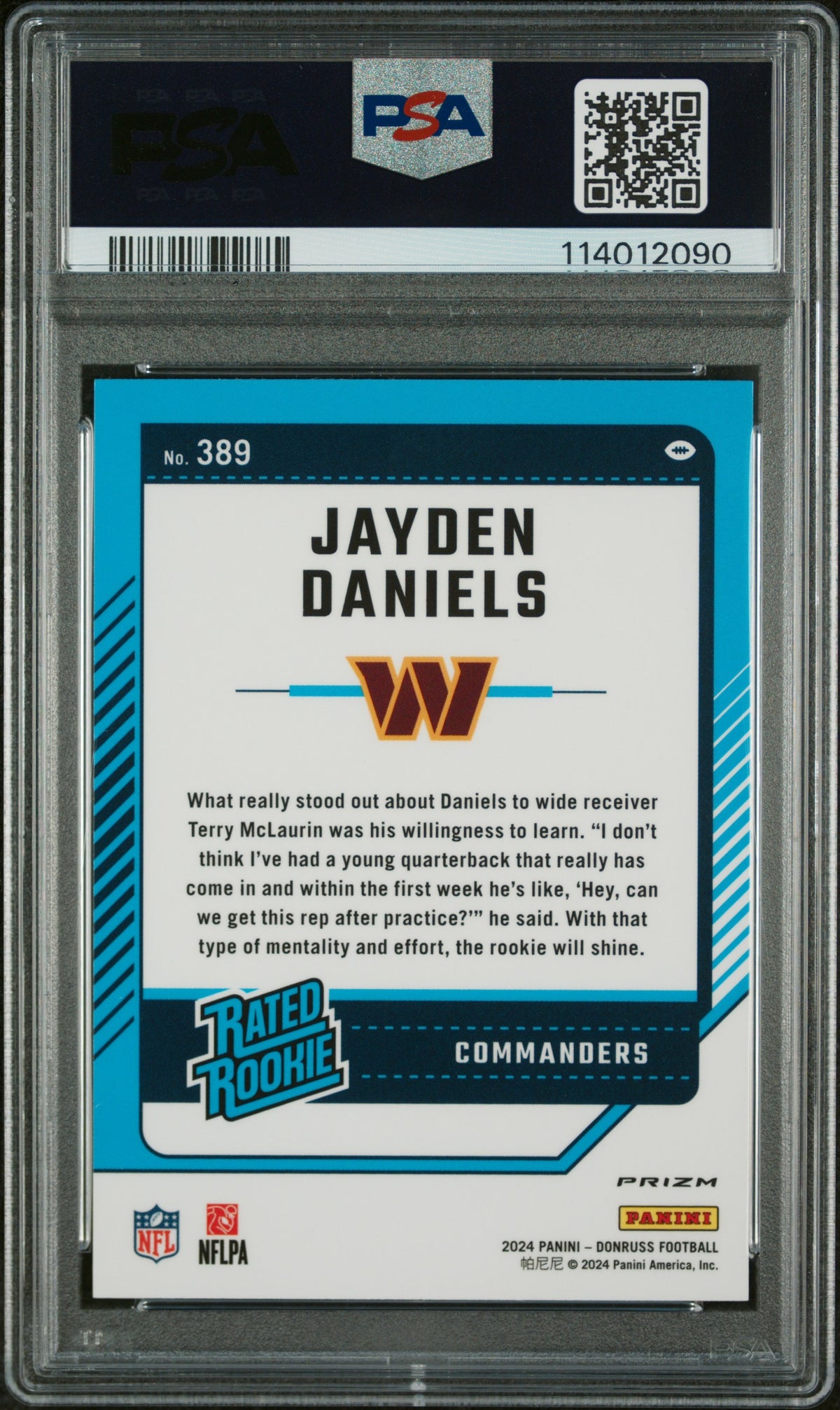 Jayden Daniels 2024 Panini Donruss #389 Optic Preview Pink PSA 10