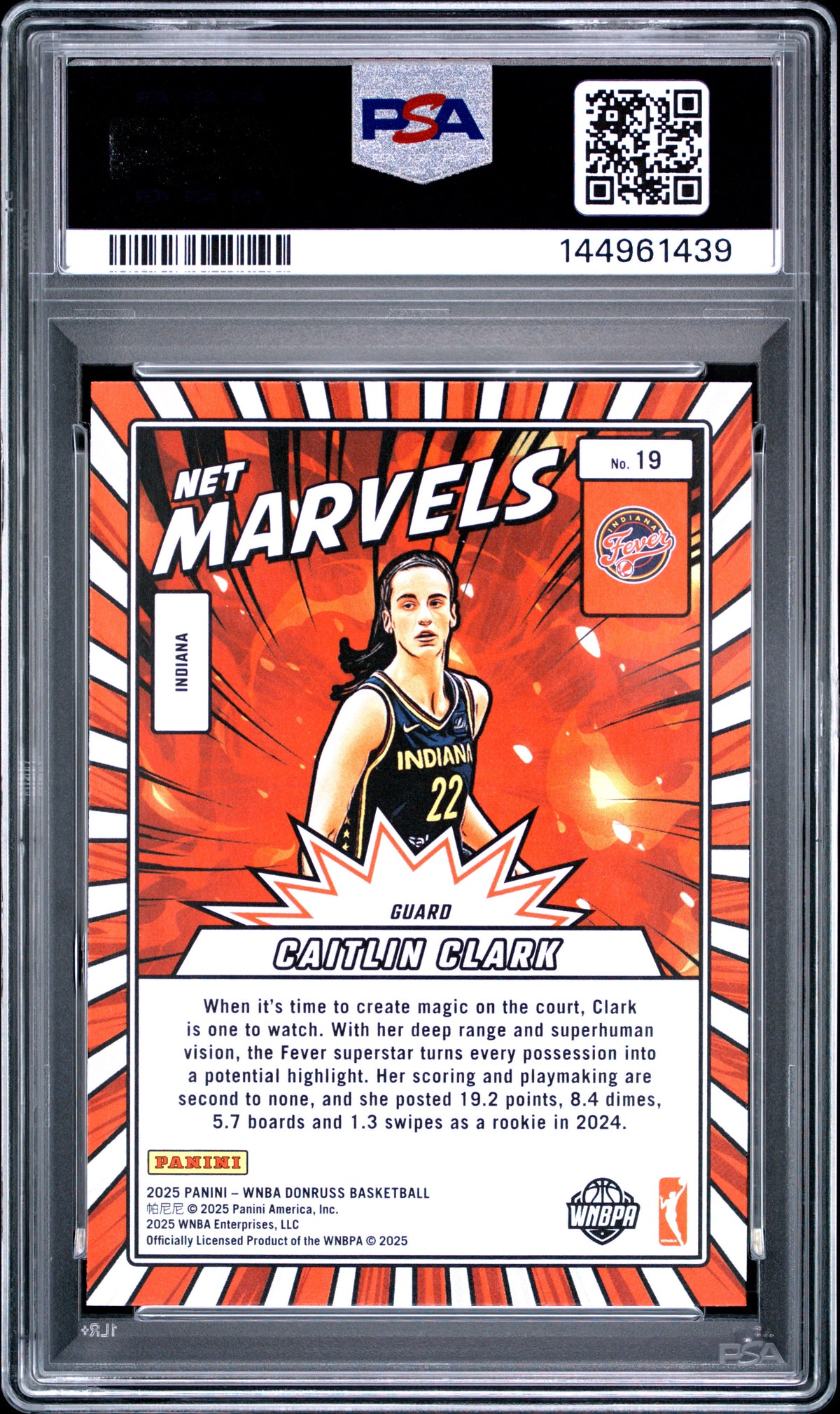 Caitlin Clark 2025 Panini Donruss WNBA Net Marvels #19 PSA 10
