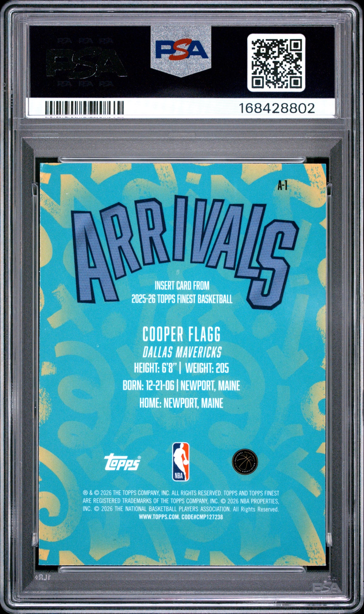 Cooper Flagg 2025 Topps Finest Arrivals #A-1 PSA 10