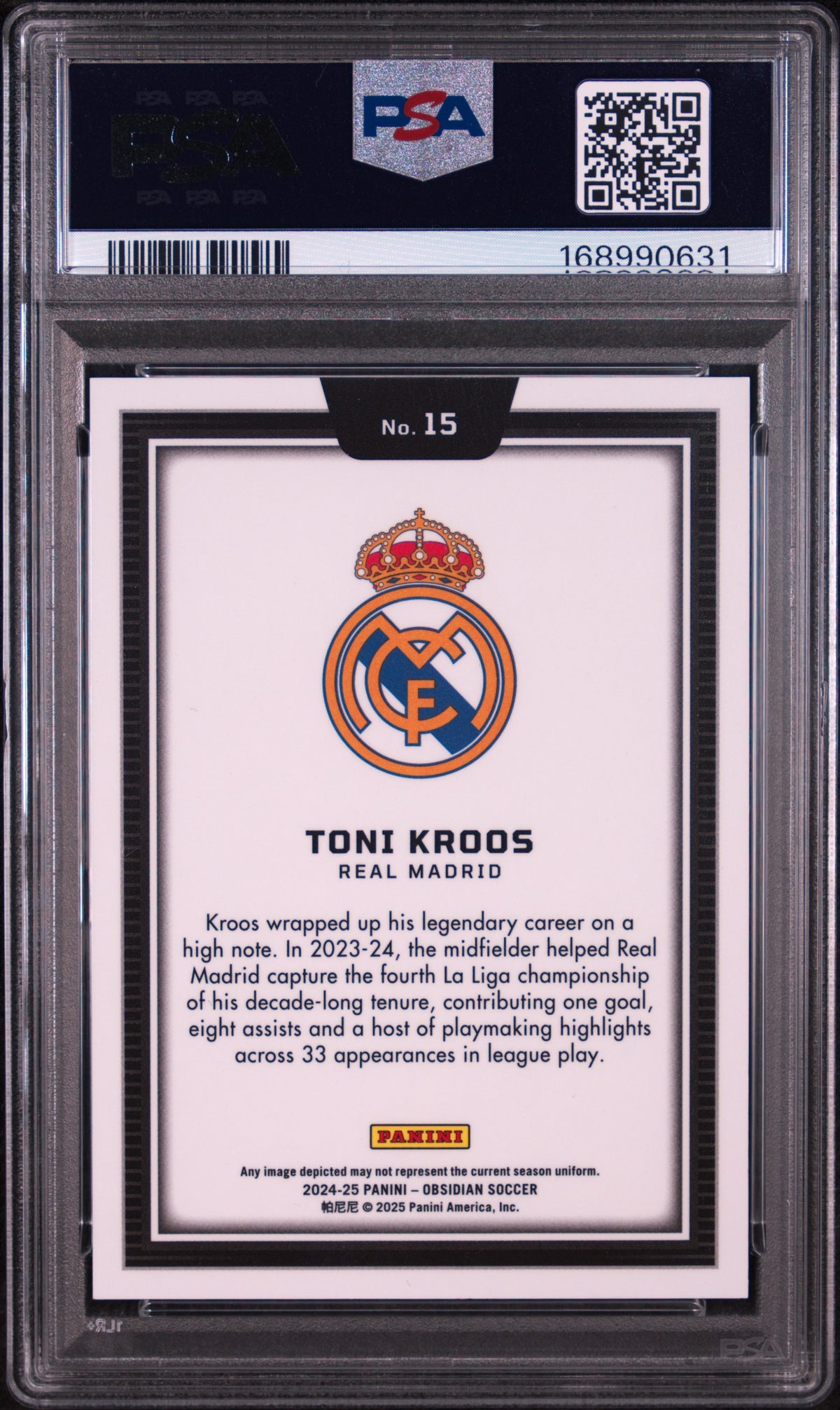 Toni Kroos 2024-25 Panini Obsidian Black Color Blast #15 PSA 10
