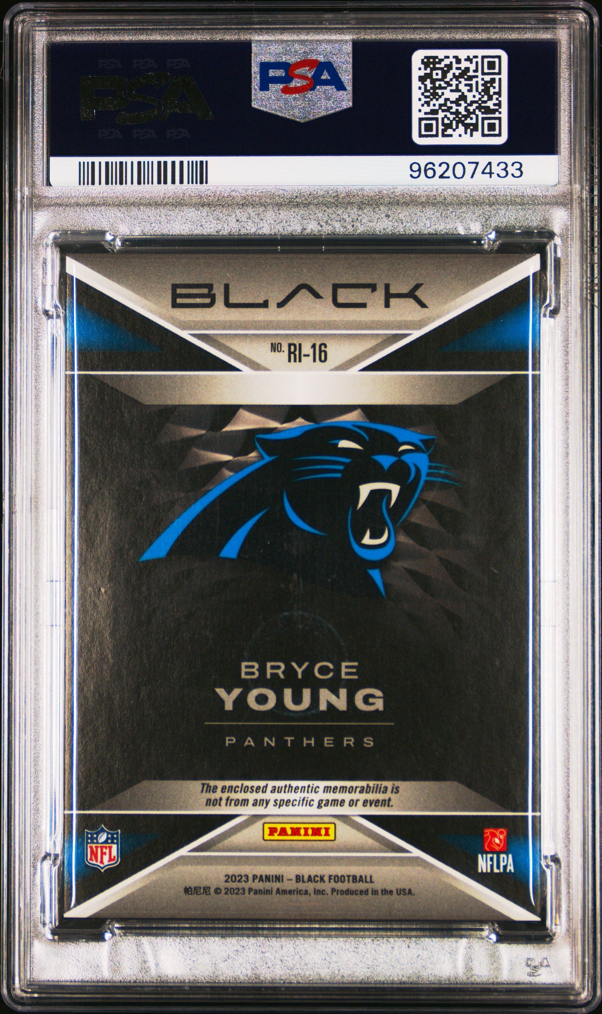 Bryce Young 2023 Panini Black Rookie Influx Memorabilia #RI16 Ruby /10 PSA 9