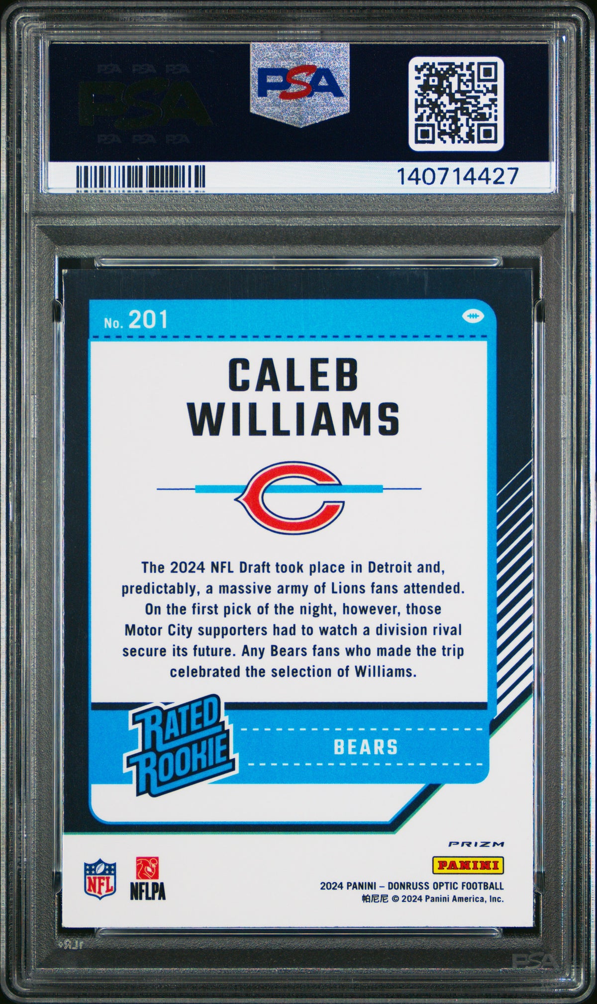 Caleb Williams 2024 Panini Donruss Optic #201 Stars PSA 9