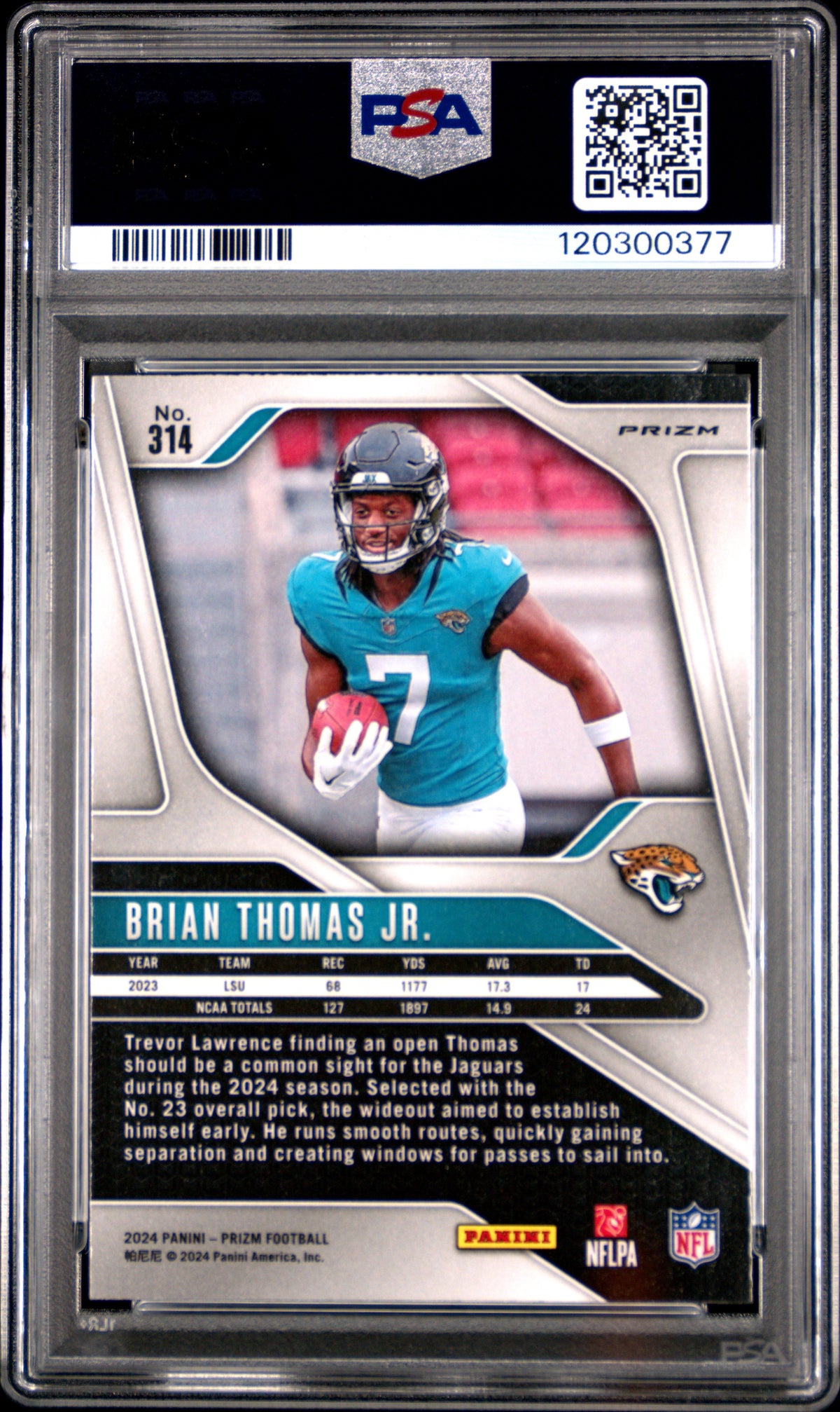 Brian Thomas JR. 2024 Panini Prizm #314 Disco PSA 10