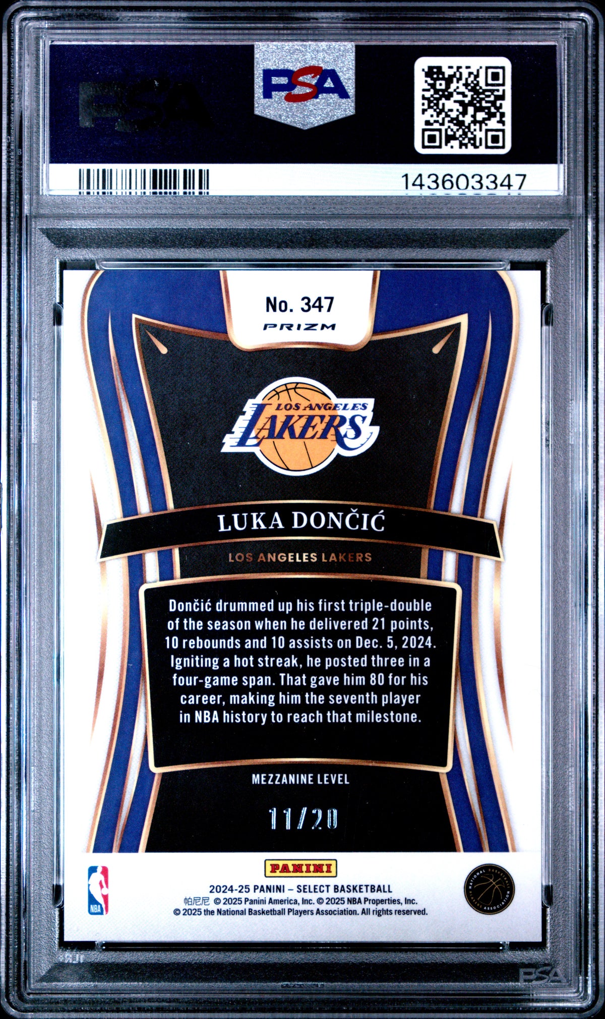 Luka Doncic 2024 Panini Select #347 Blue Stars PSA 10
