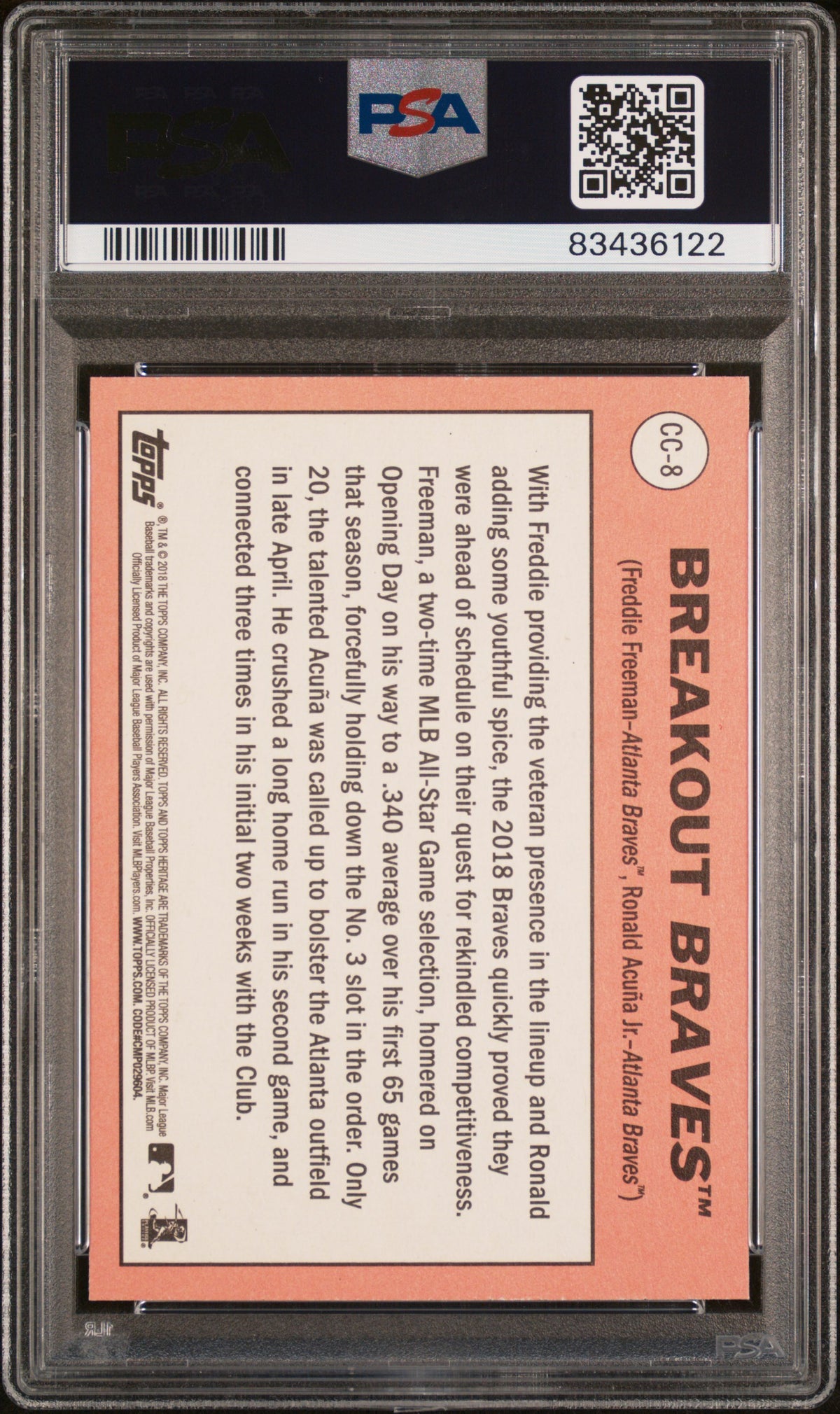 R. Acuna JR. F. Freeman 2018 Topps Heritage Combo Cards #CC-8 PSA 10