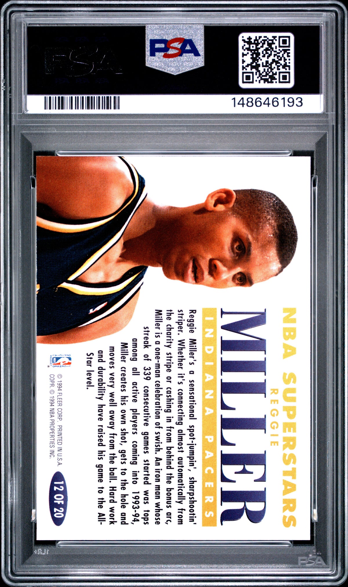 Reggie Miller 1993 Fleer NBA Superstars #12 PSA 10