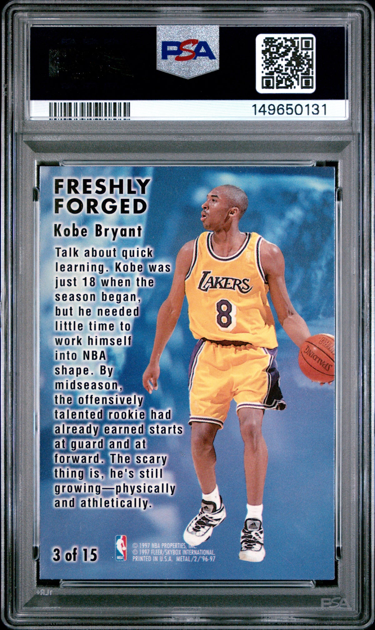 Kobe Bryant 1996 Metal Freshly Forged #3 PSA 8