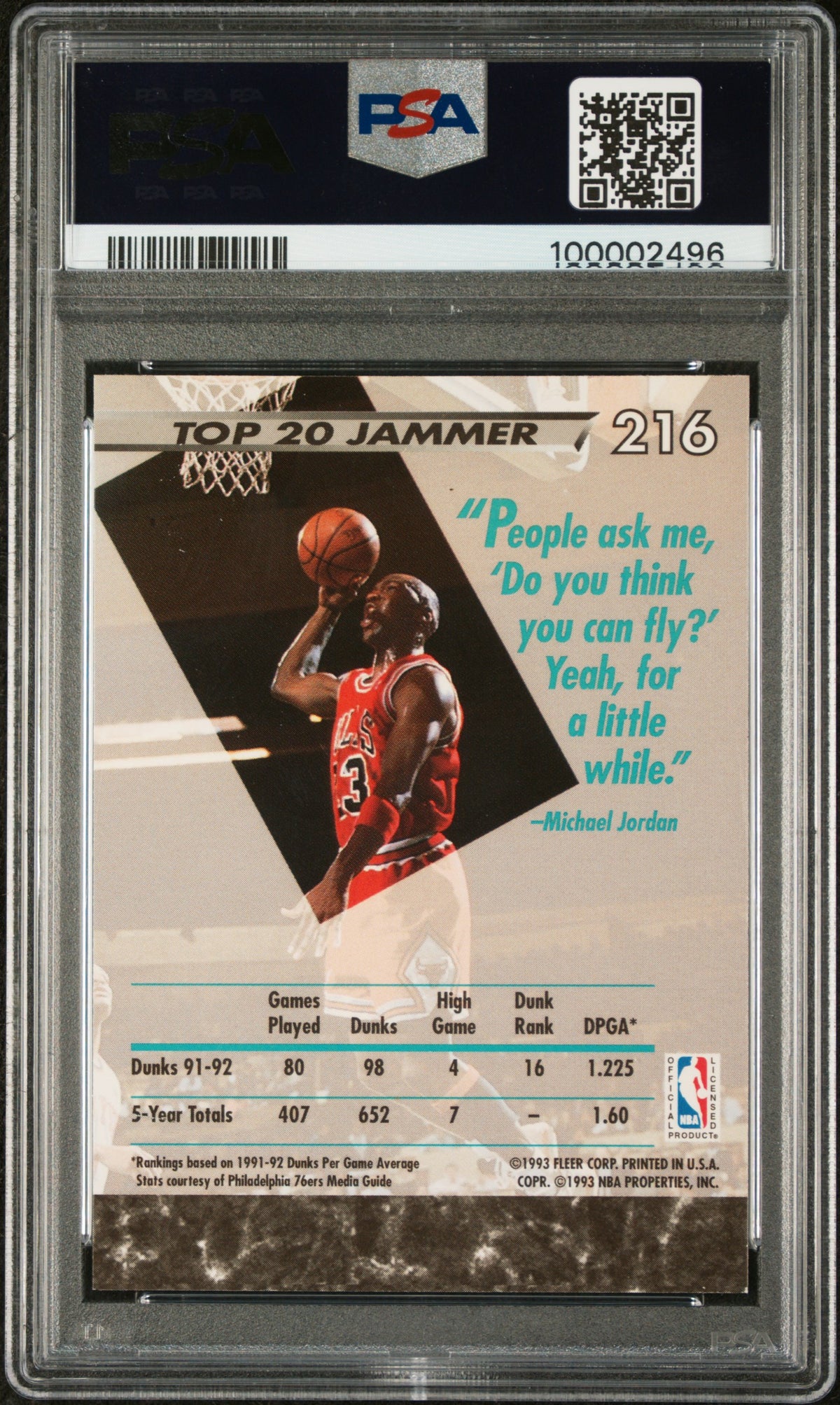 Michael Jordan 1992 Ultra #216 PSA 8