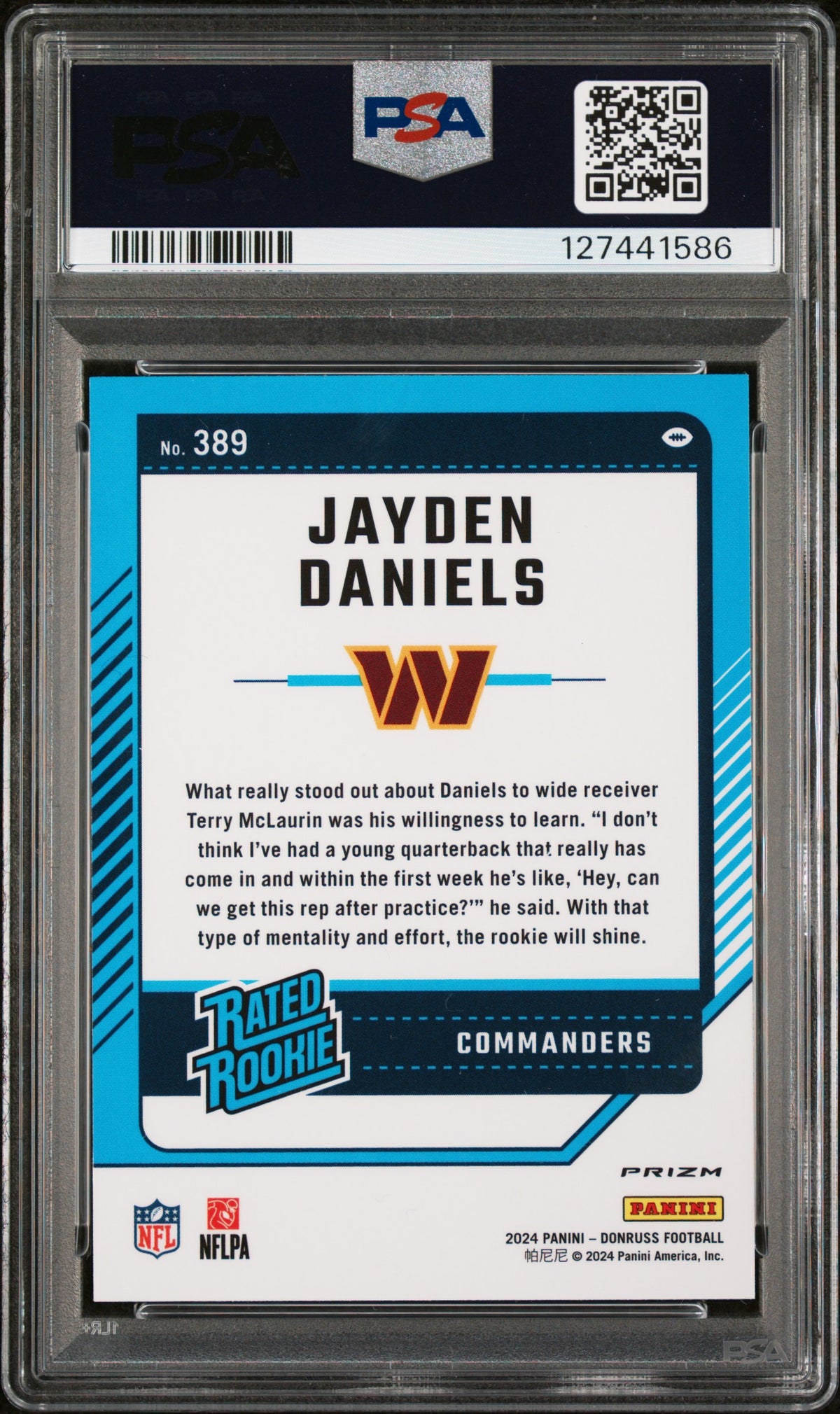 Jayden Daniels 2024 Panini Donruss #389 Optic Preview Red Pandora PSA 9