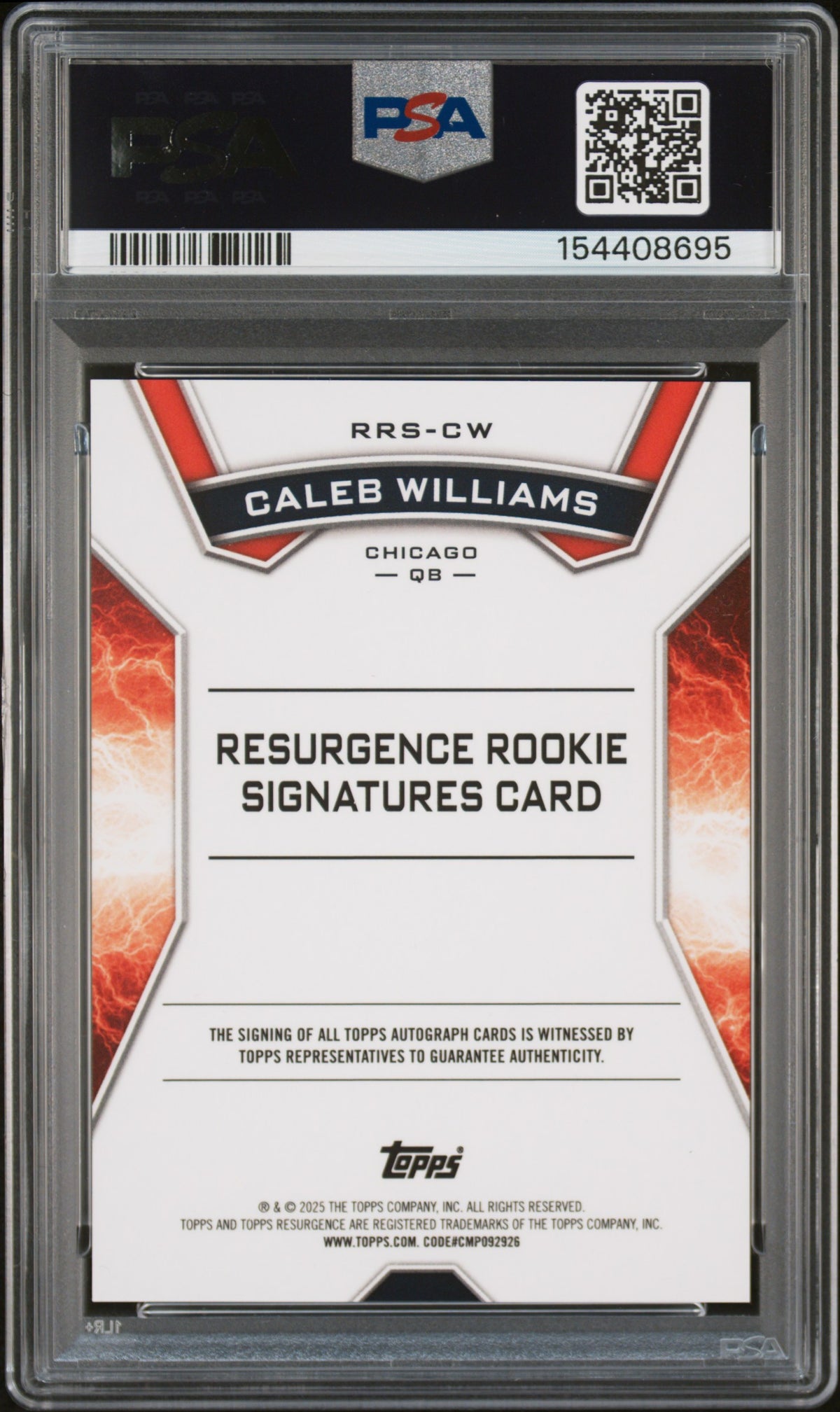 Caleb Williams 2024 Topps Resurgence Resurgence Rookie Signatures #RRSCW PSA 10 Auto 10