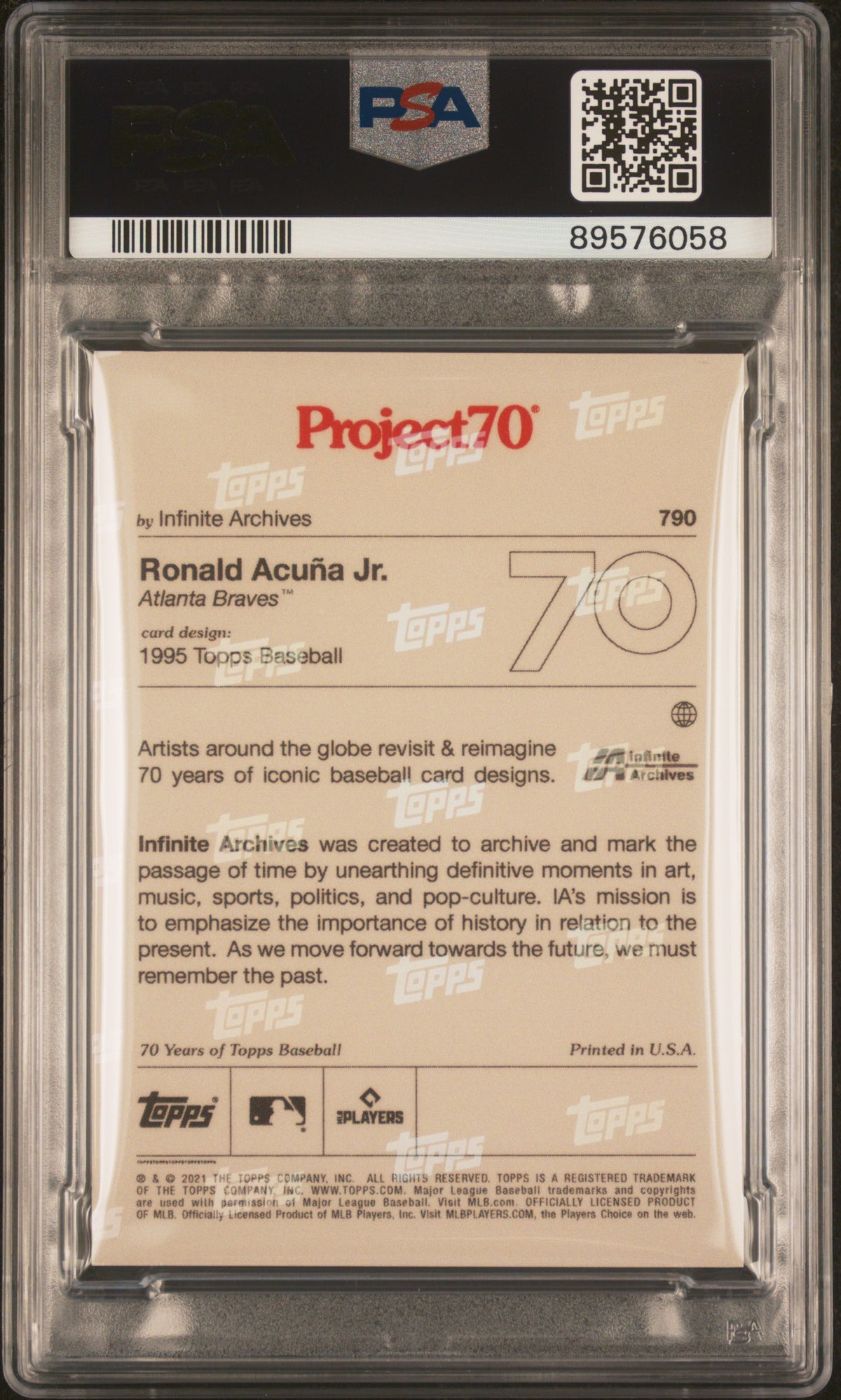 Ronald Acuna JR. 2022 Topps Project70 #790 PSA 10