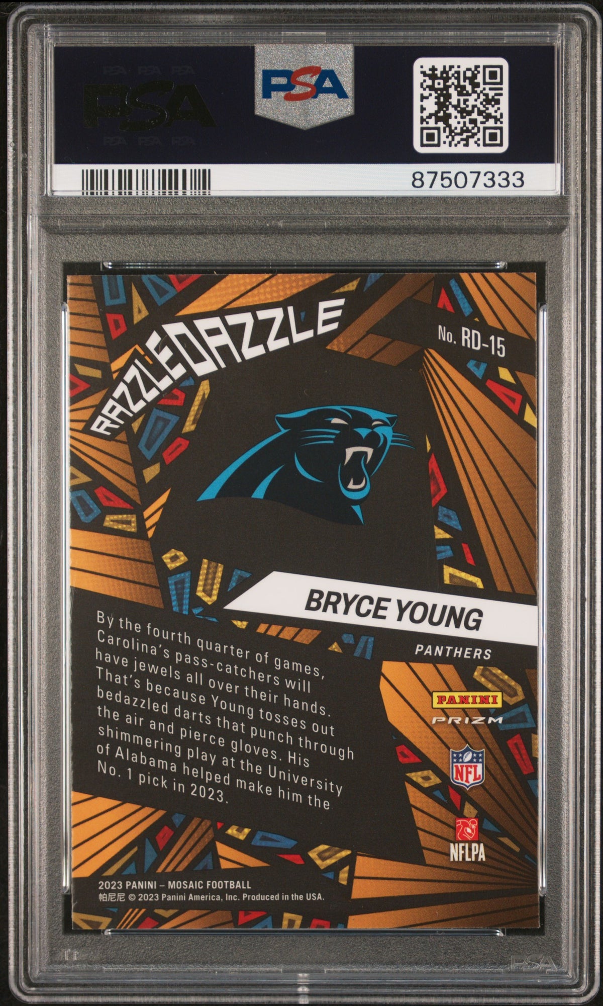 Bryce Young 2023 Panini Mosaic Razzle Dazzle #RD15 PSA 10