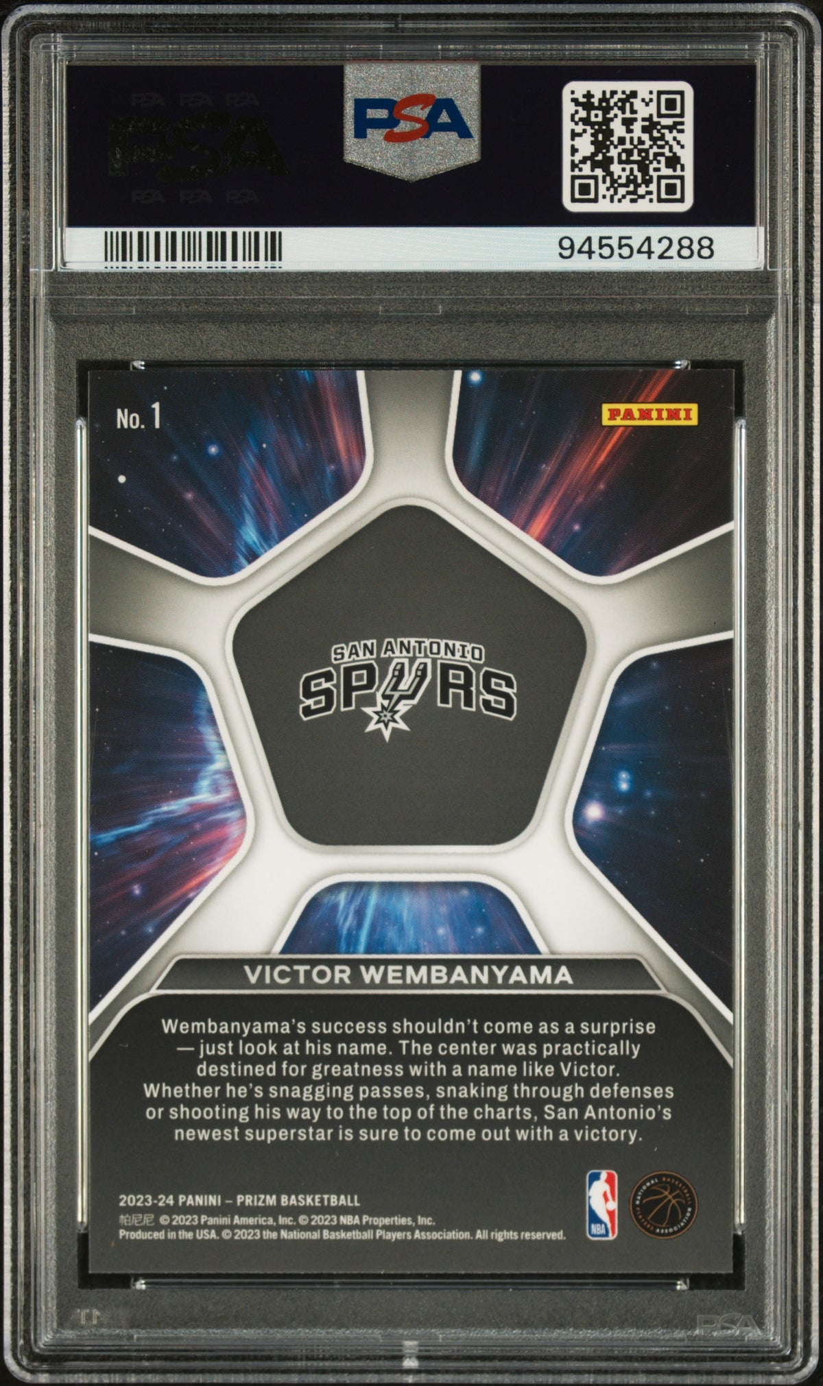 Victor Wembanyama 2023 Panini Prizm Deep Space #1 PSA 10