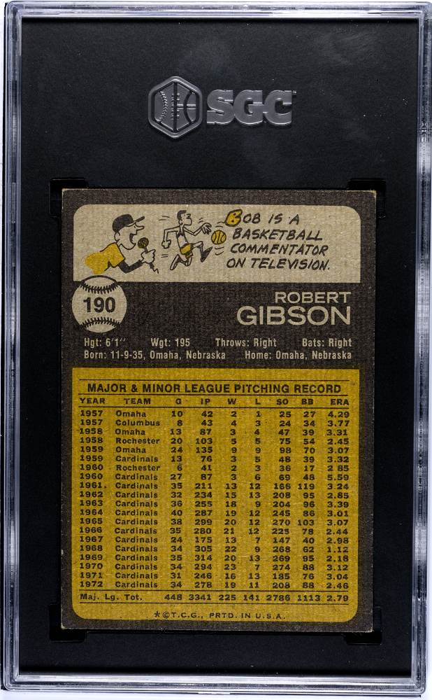 Bob Gibson 1973 Topps #190 SGC 3