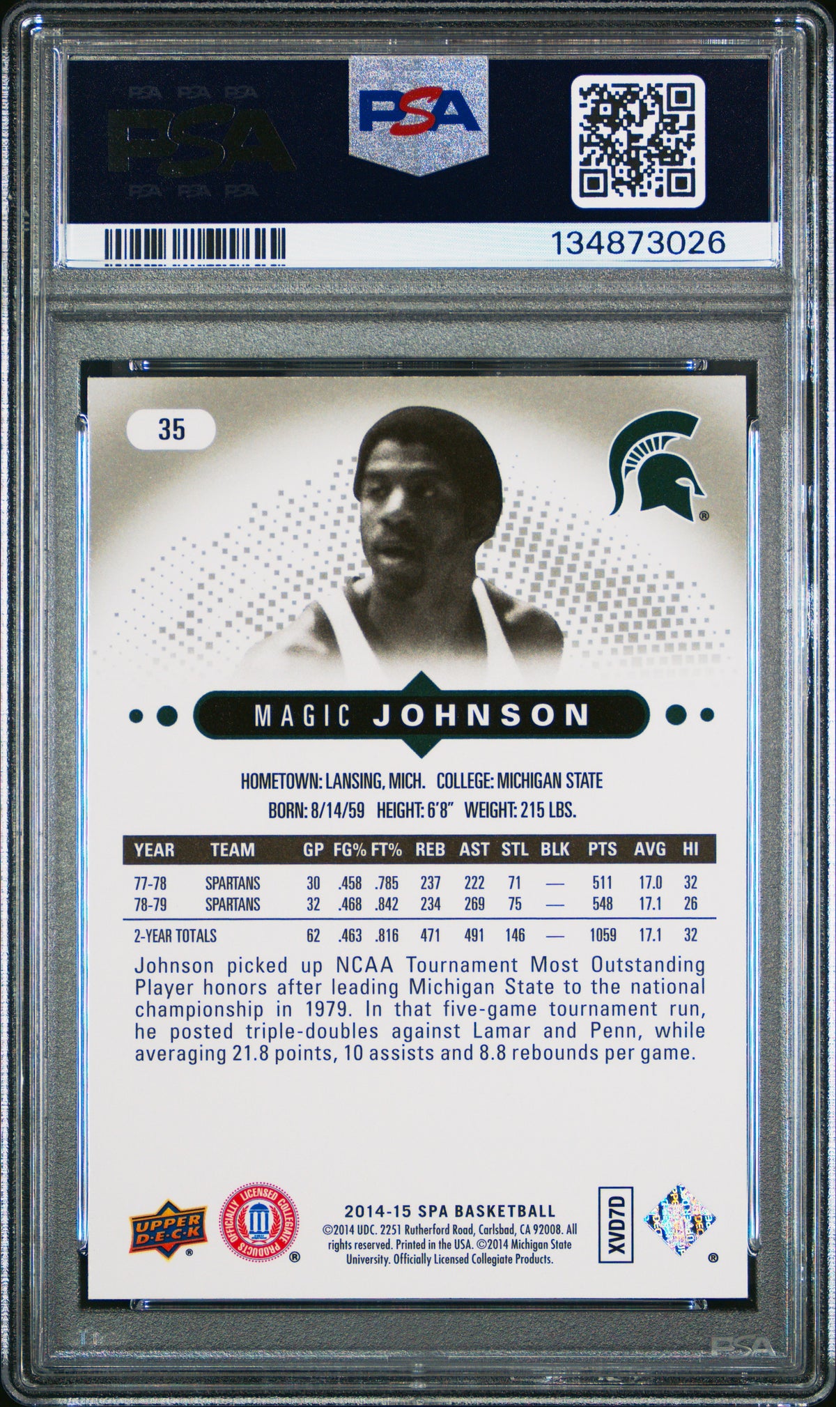 Magic Johnson 2014 SP Authentic #35 PSA 10