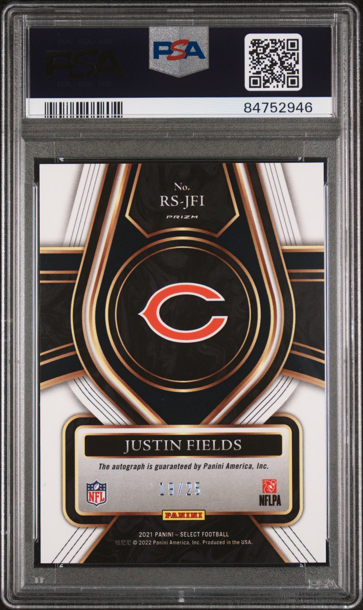 Justin Fields 2021 Panini Select Rookie Signatures #RSJFI RK. SIG Tie Dye Prizm PSA 10