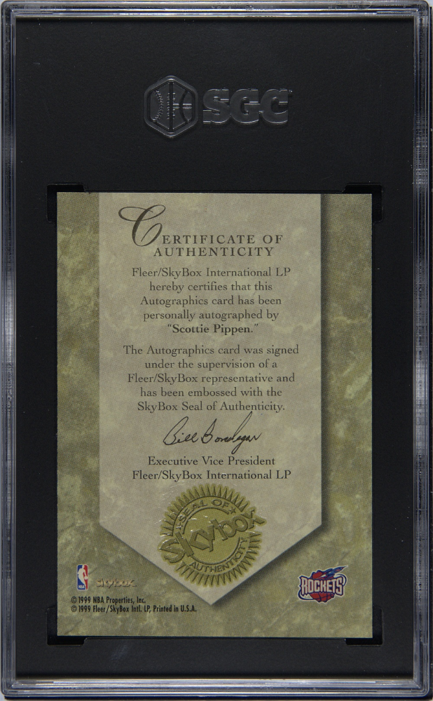Scottie Pippen 1999 Skybox Premium Autographics SGC 8.5 Auto 10
