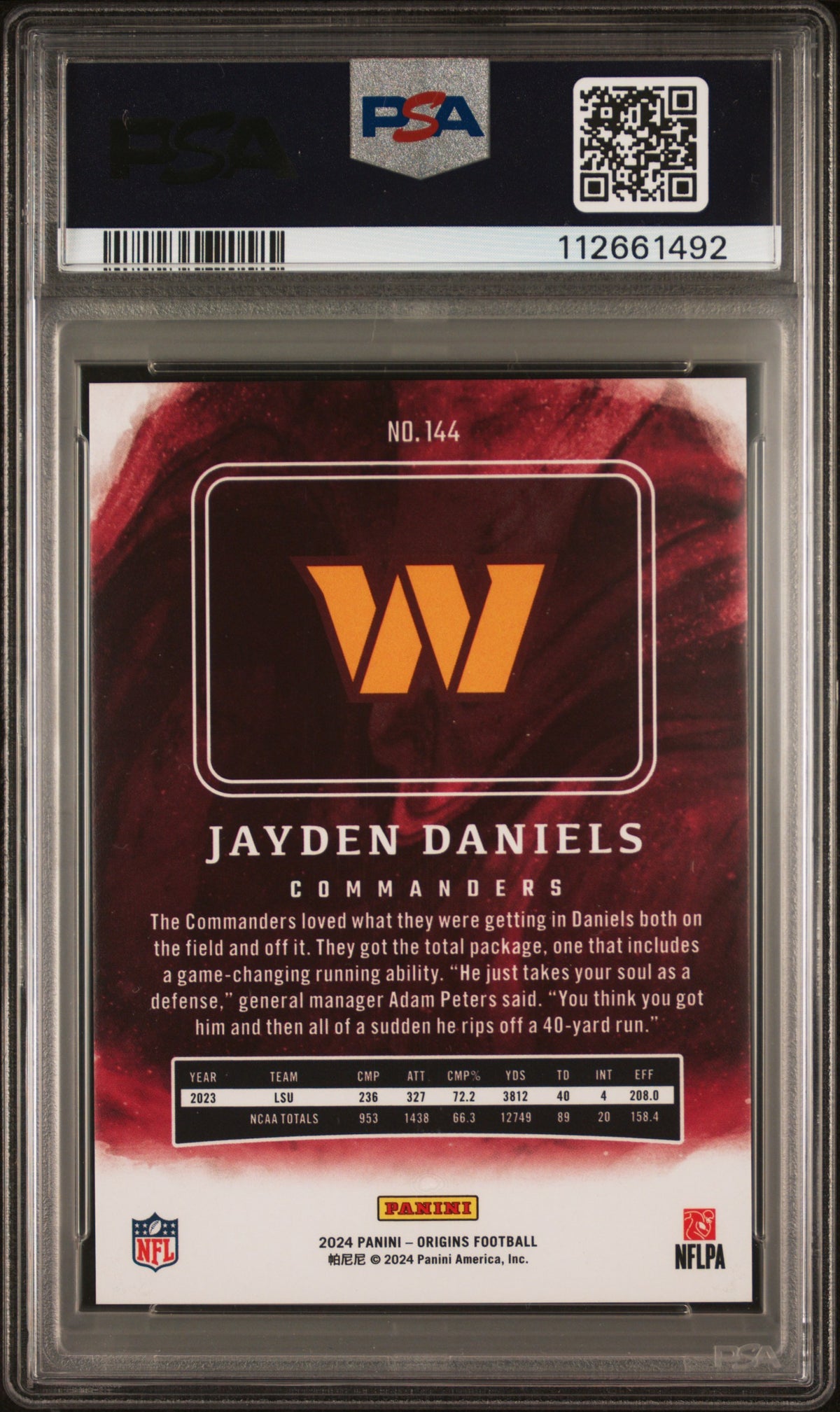 Jayden Daniels 2024 Panini Origins #144 Holo Red /200 PSA 9