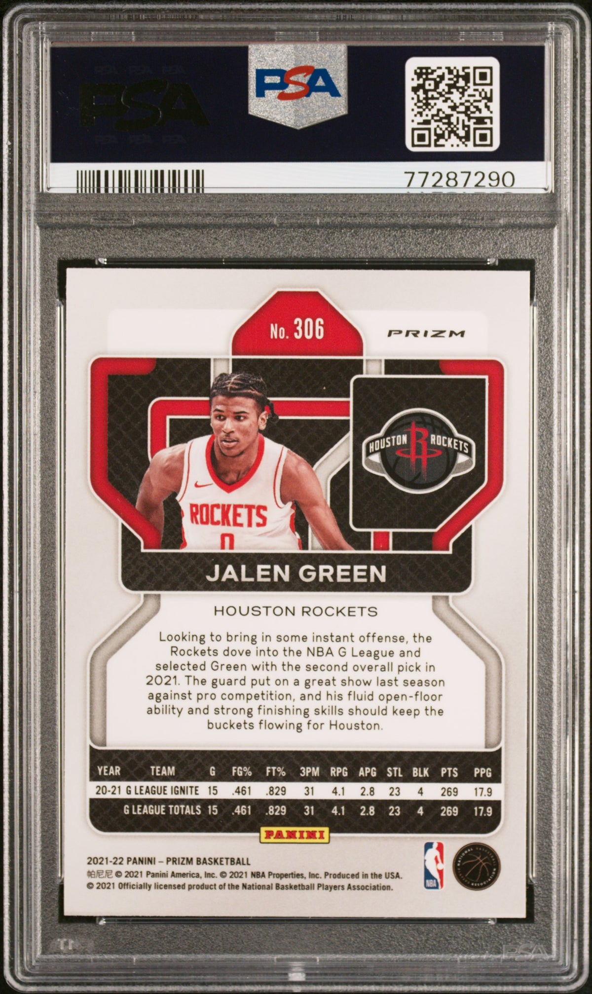 Jalen Green 2021 Panini Prizm #306 Red Ice PSA 10