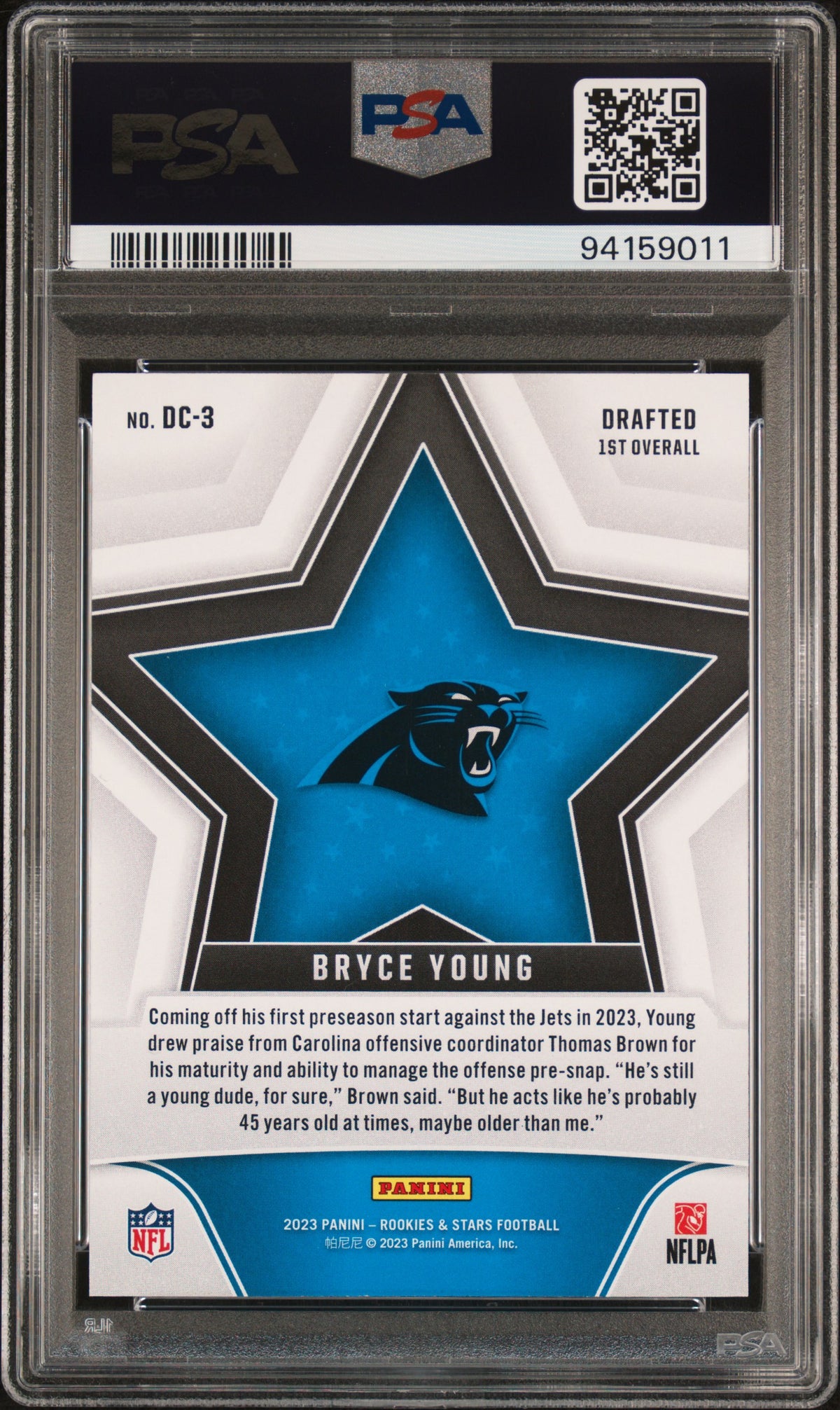 Bryce Young 2023 Panini Rookies & Stars Draft Class #DC3 Red And Blue PSA 10